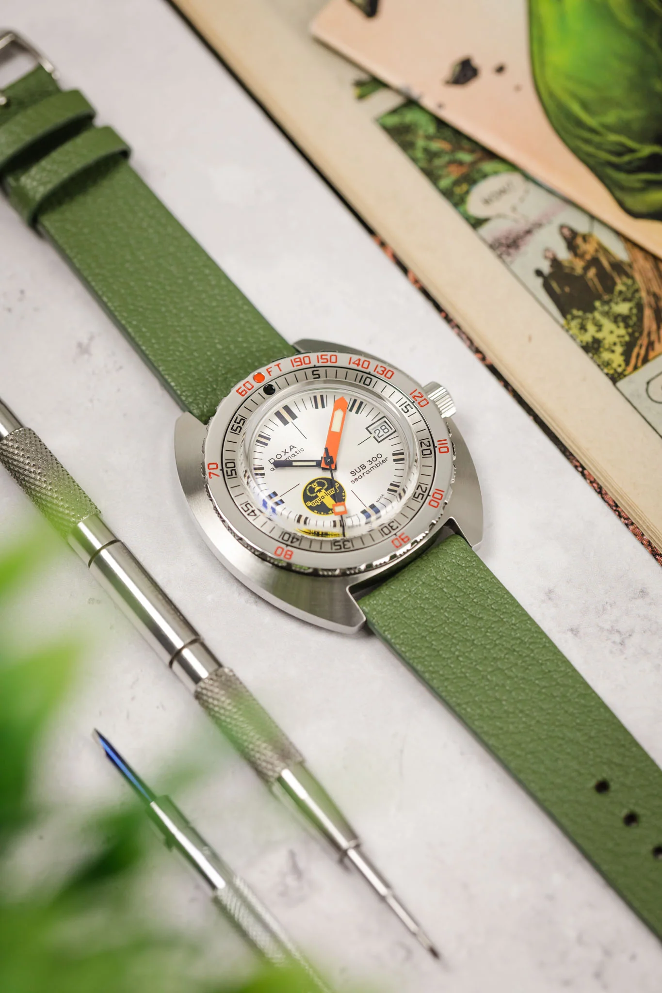 Pebro BILLY Genuine Goatskin Leather Watch Strap in SAGE GREEN - Image 4