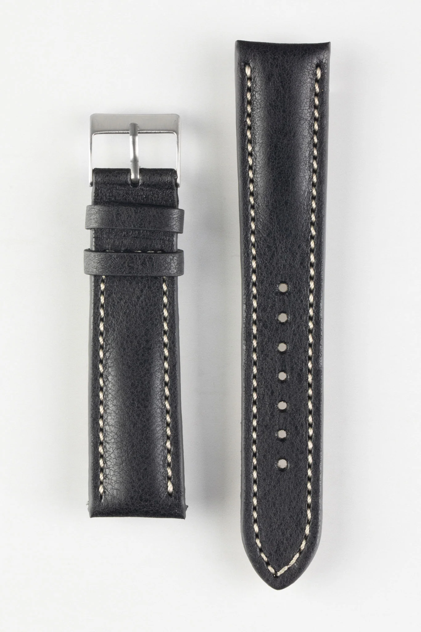 Pebro CADW DISTRESSED Padded Vintage Leather Watch Strap in BLACK - Image 7