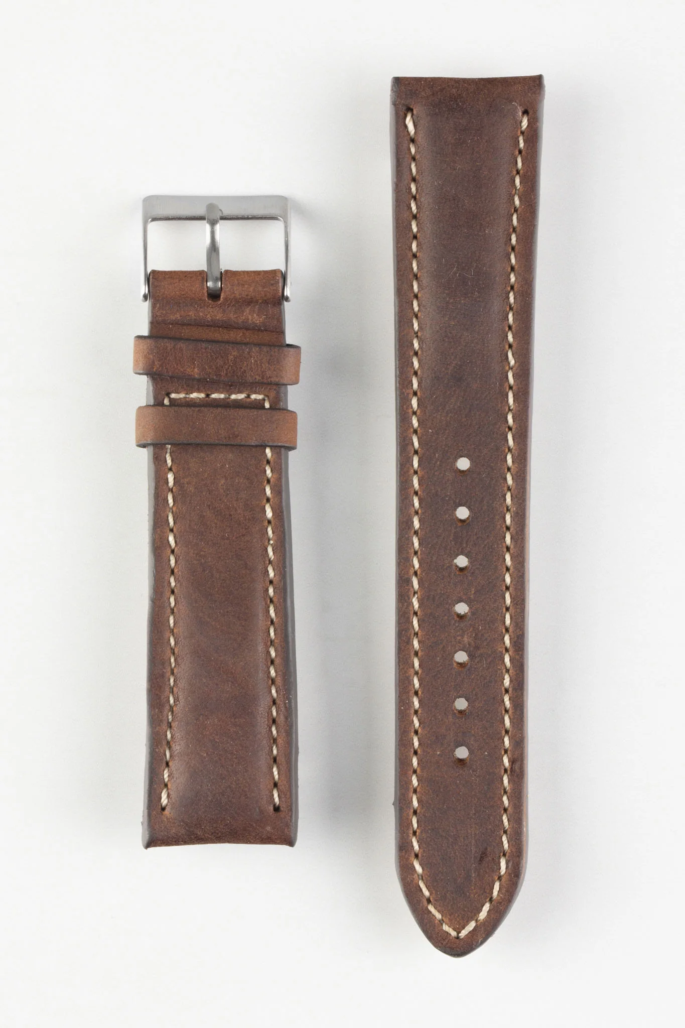Pebro CADW DISTRESSED Padded Vintage Leather Watch Strap in CHESTNUT BROWN - Image 7