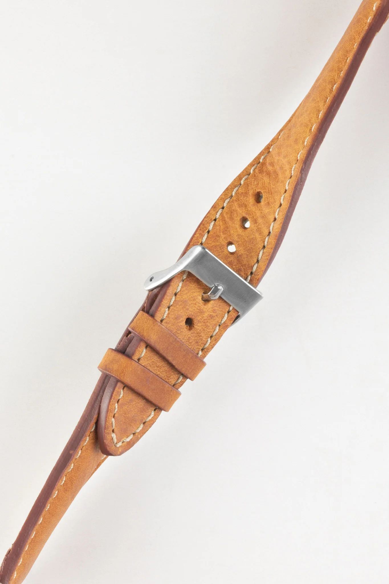 Pebro CADW DISTRESSED Padded Vintage Leather Watch Strap in COGNAC - Image 3