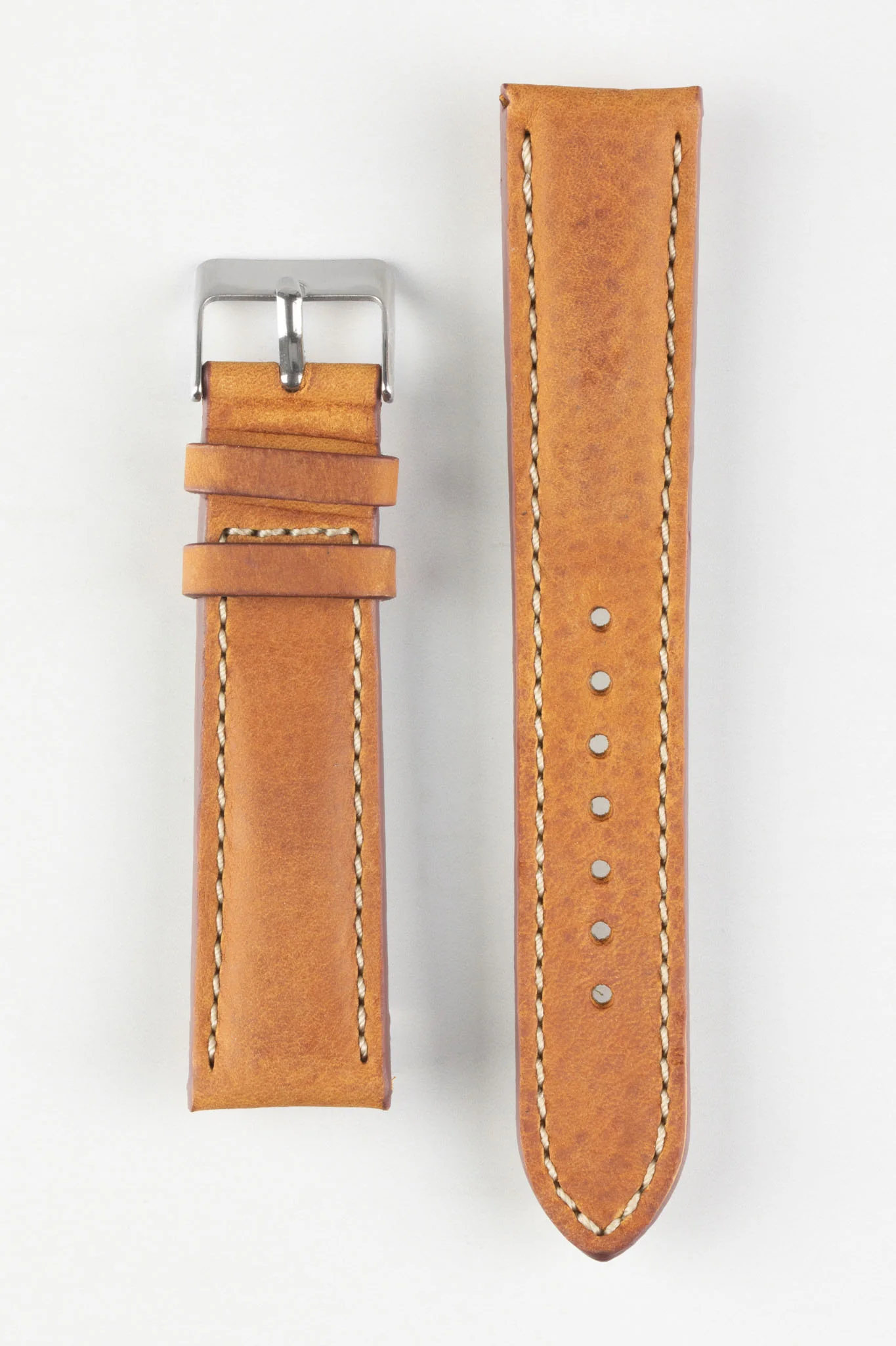 Pebro CADW DISTRESSED Padded Vintage Leather Watch Strap in COGNAC - Image 7