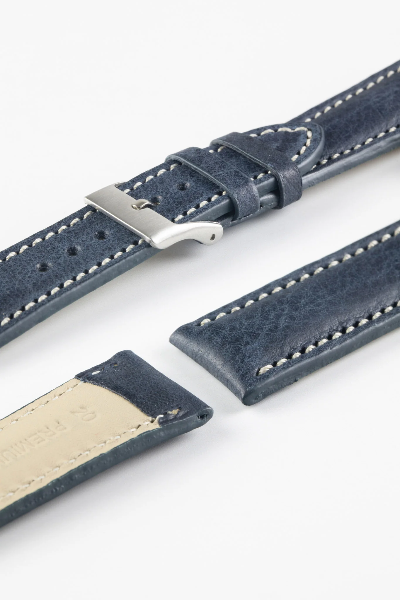 Pebro CADW DISTRESSED Padded Vintage Leather Watch Strap in DARK BLUE - Image 4