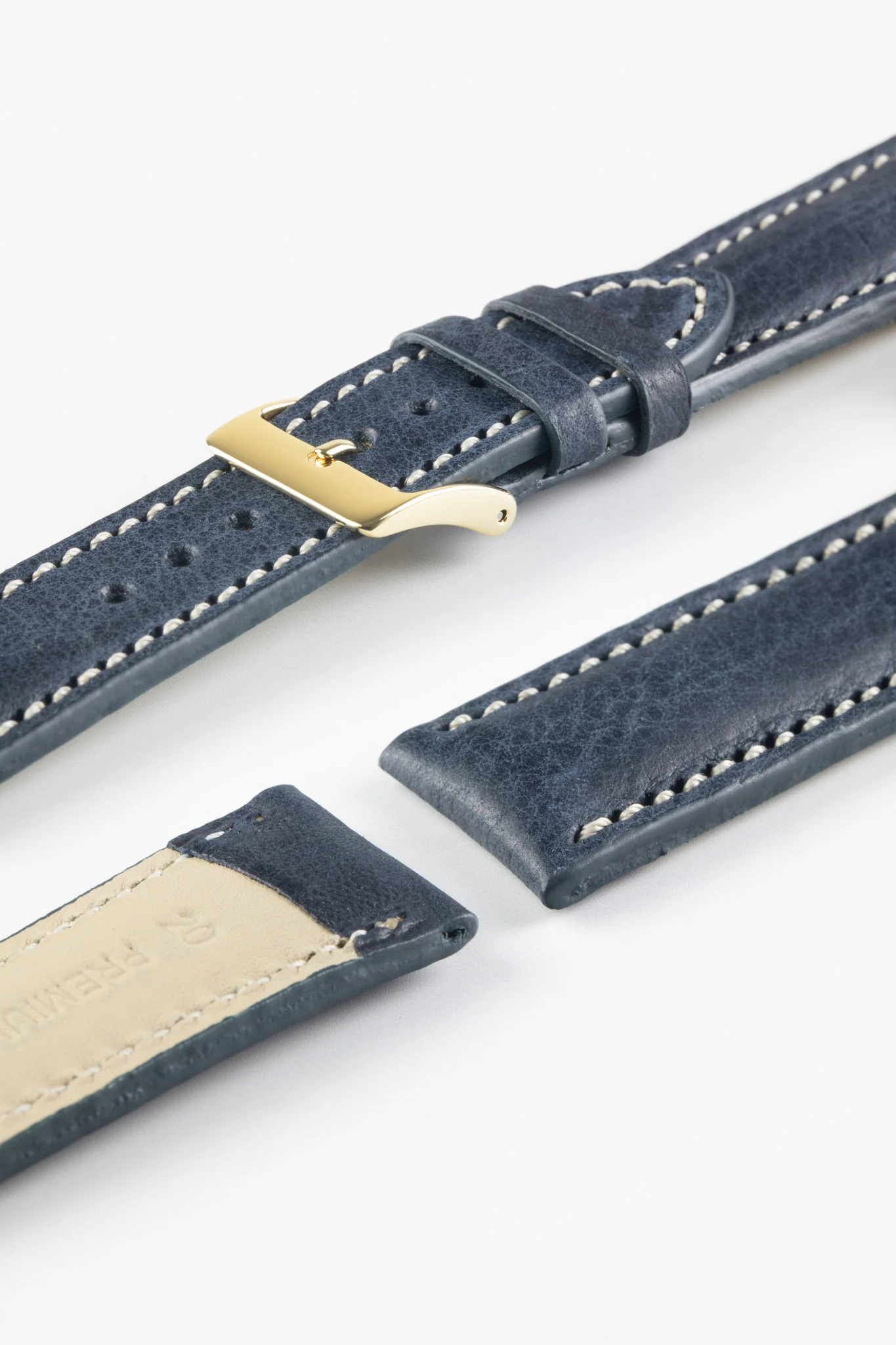 Pebro CADW DISTRESSED Padded Vintage Leather Watch Strap in DARK BLUE - Image 5