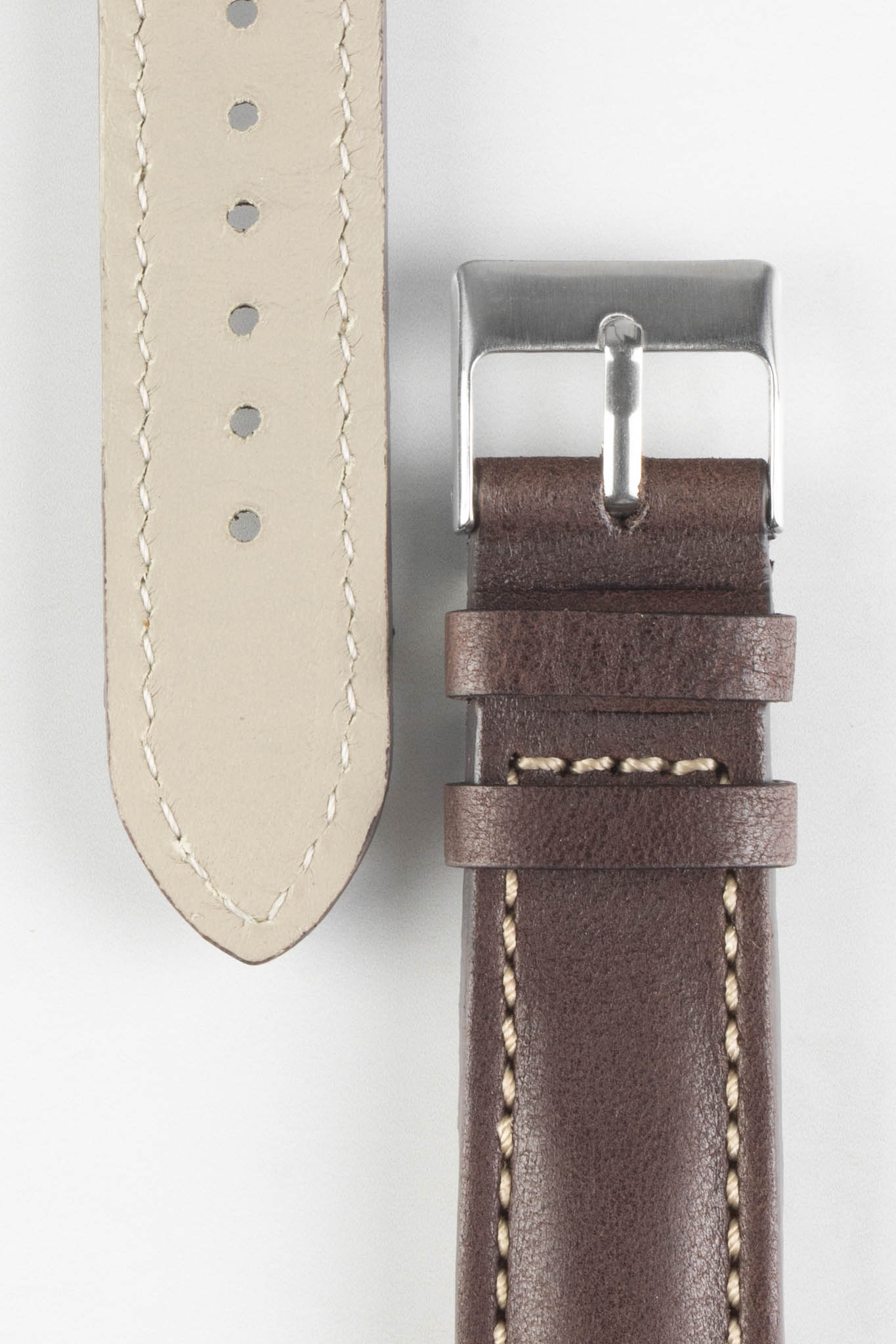 Pebro CADW DISTRESSED Padded Vintage Leather Watch Strap in DARK BROWN - Image 2
