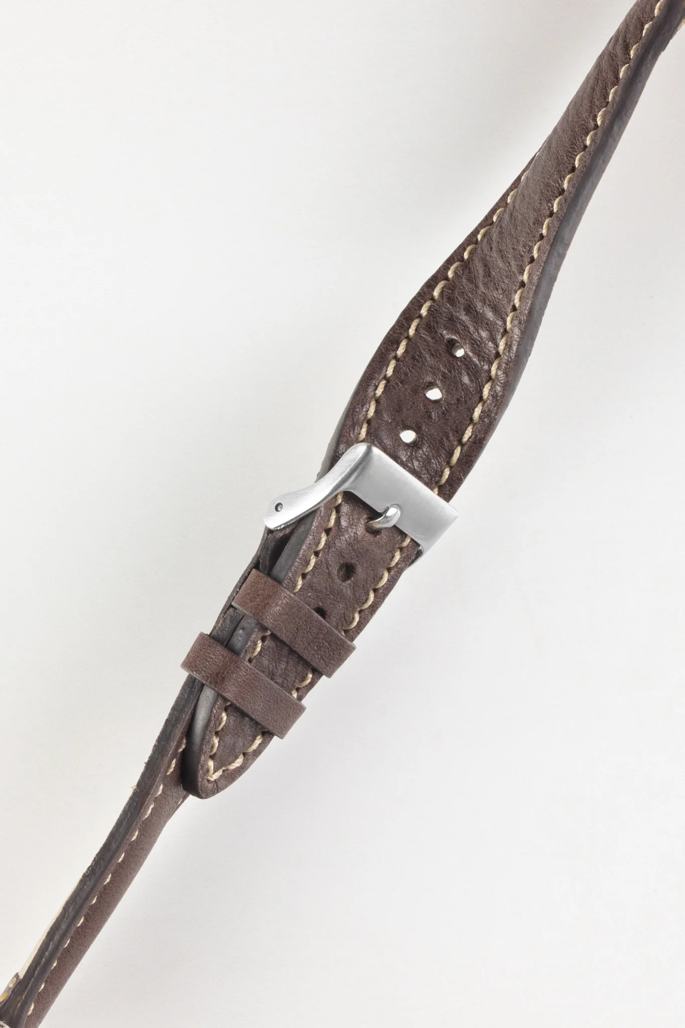 Pebro CADW DISTRESSED Padded Vintage Leather Watch Strap in DARK BROWN - Image 3