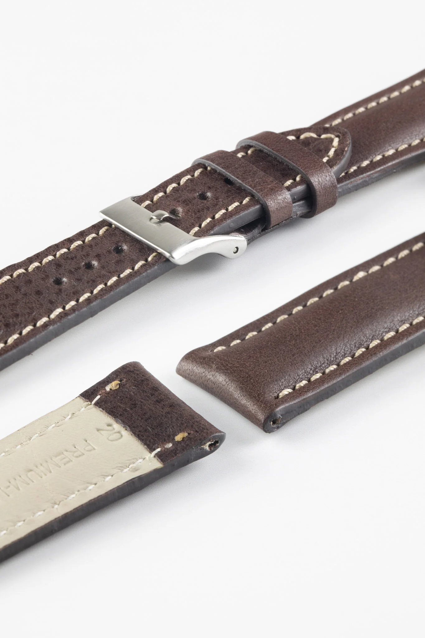 Pebro CADW DISTRESSED Padded Vintage Leather Watch Strap in DARK BROWN - Image 4
