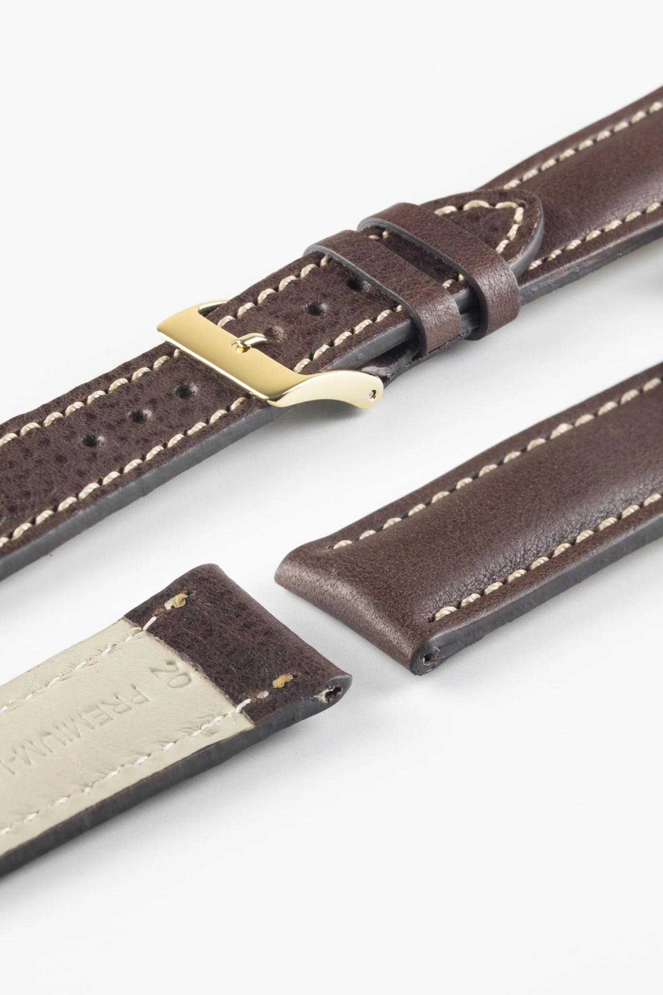 Pebro CADW DISTRESSED Padded Vintage Leather Watch Strap in DARK BROWN - Image 5