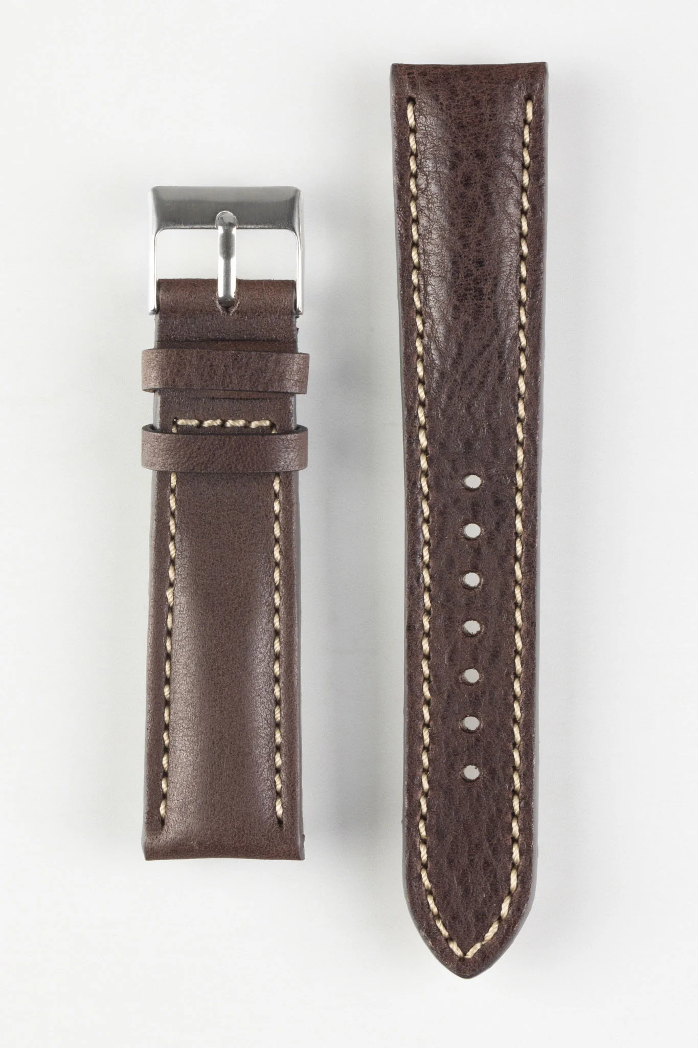 Pebro CADW DISTRESSED Padded Vintage Leather Watch Strap in DARK BROWN - Image 7