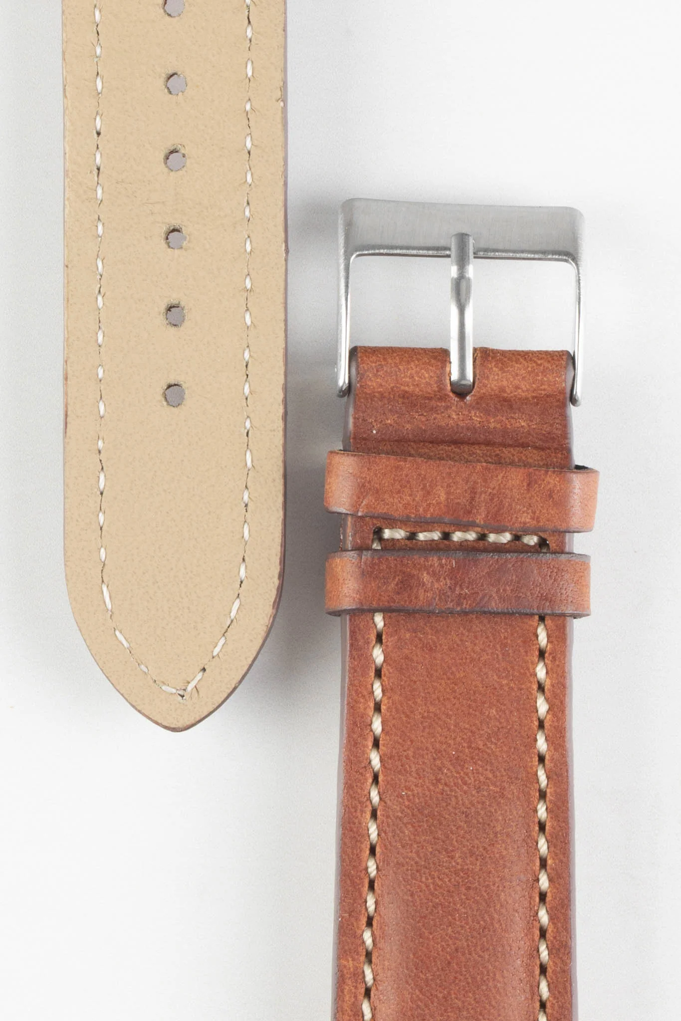 Pebro CADW DISTRESSED Padded Vintage Leather Watch Strap in GOLD BROWN - Image 2
