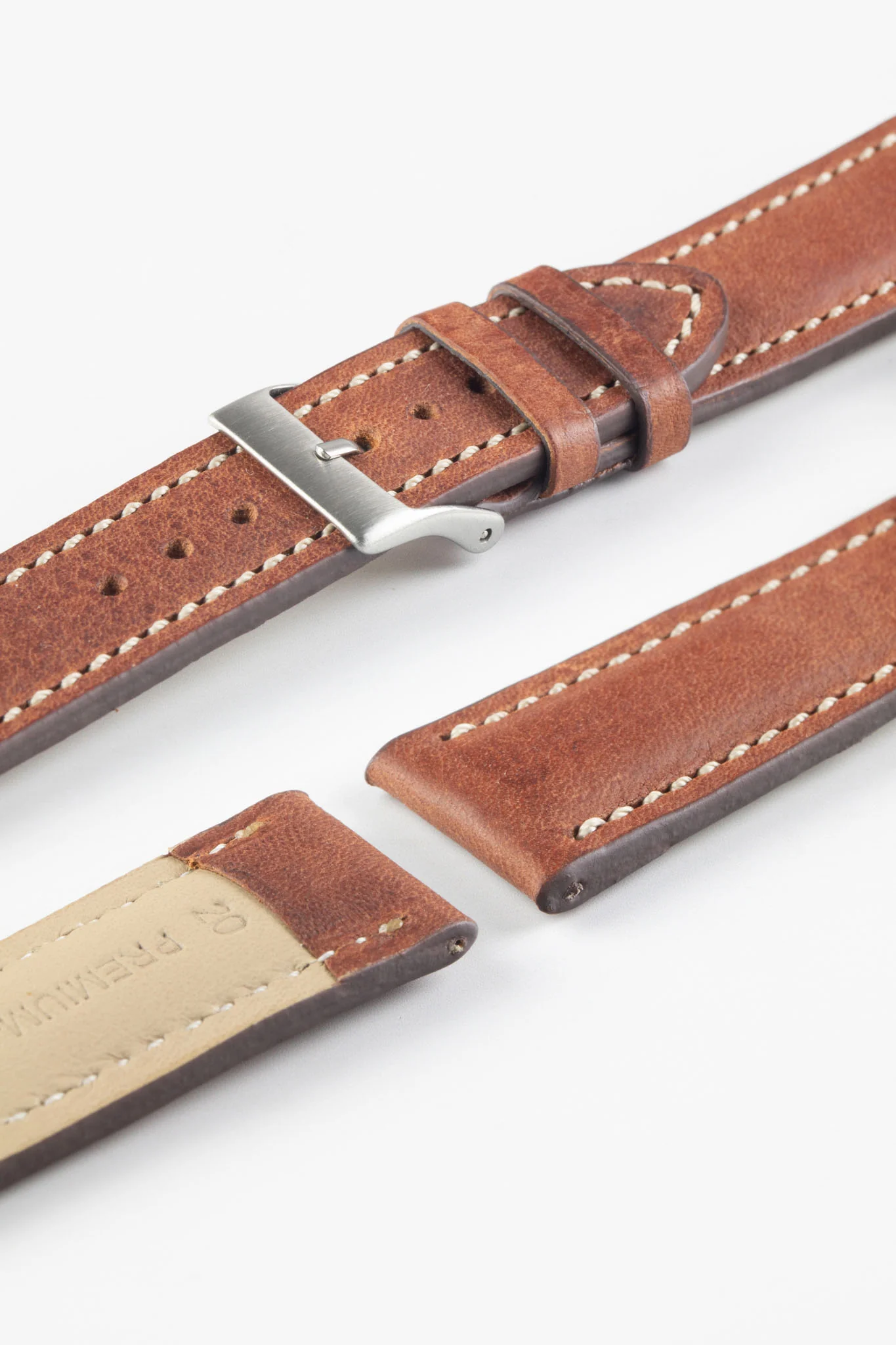 Pebro CADW DISTRESSED Padded Vintage Leather Watch Strap in GOLD BROWN - Image 4