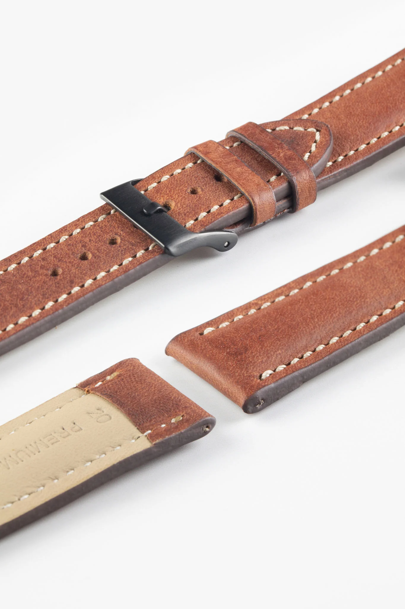Pebro CADW DISTRESSED Padded Vintage Leather Watch Strap in GOLD BROWN - Image 6