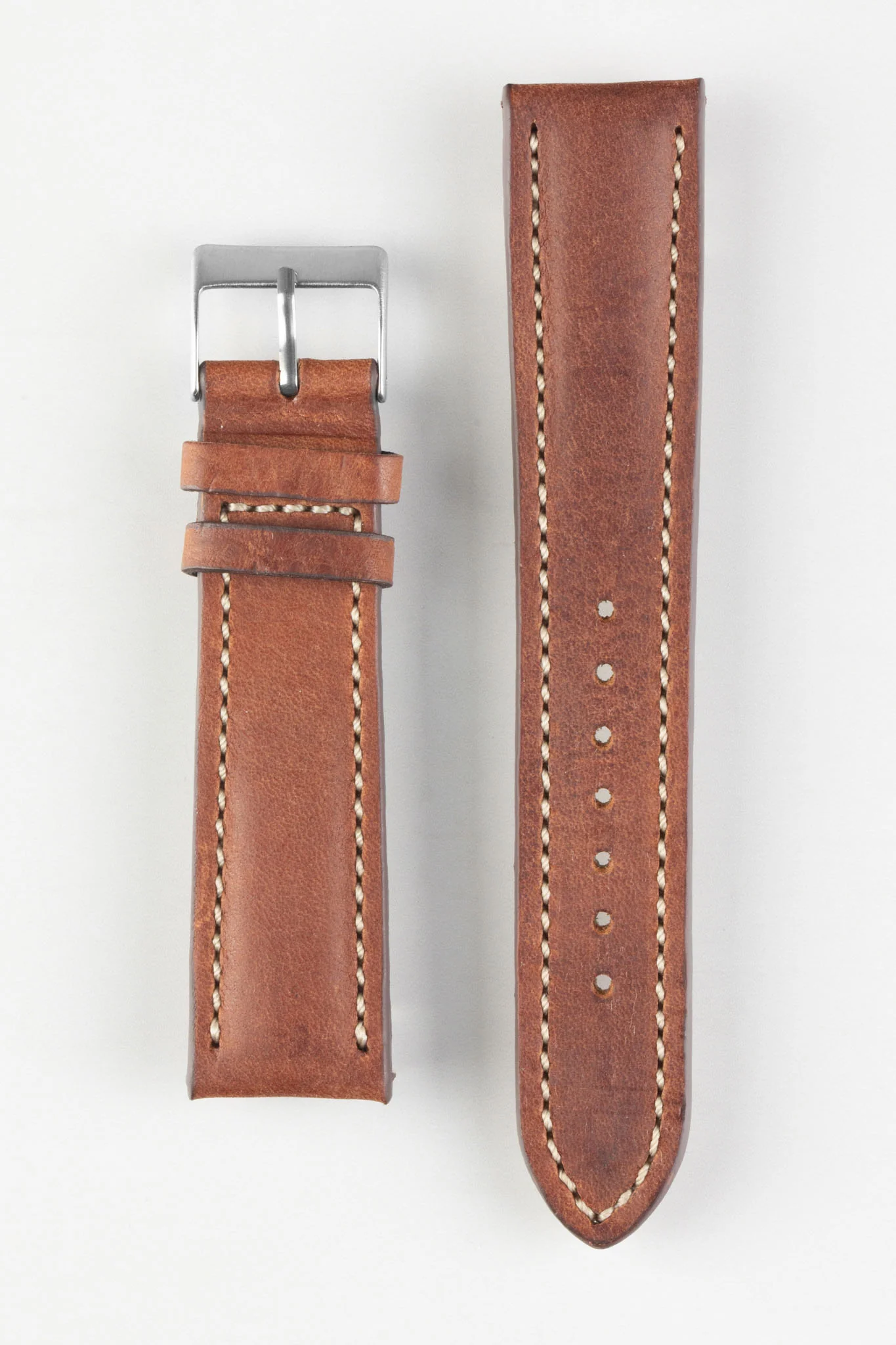 Pebro CADW DISTRESSED Padded Vintage Leather Watch Strap in GOLD BROWN - Image 7