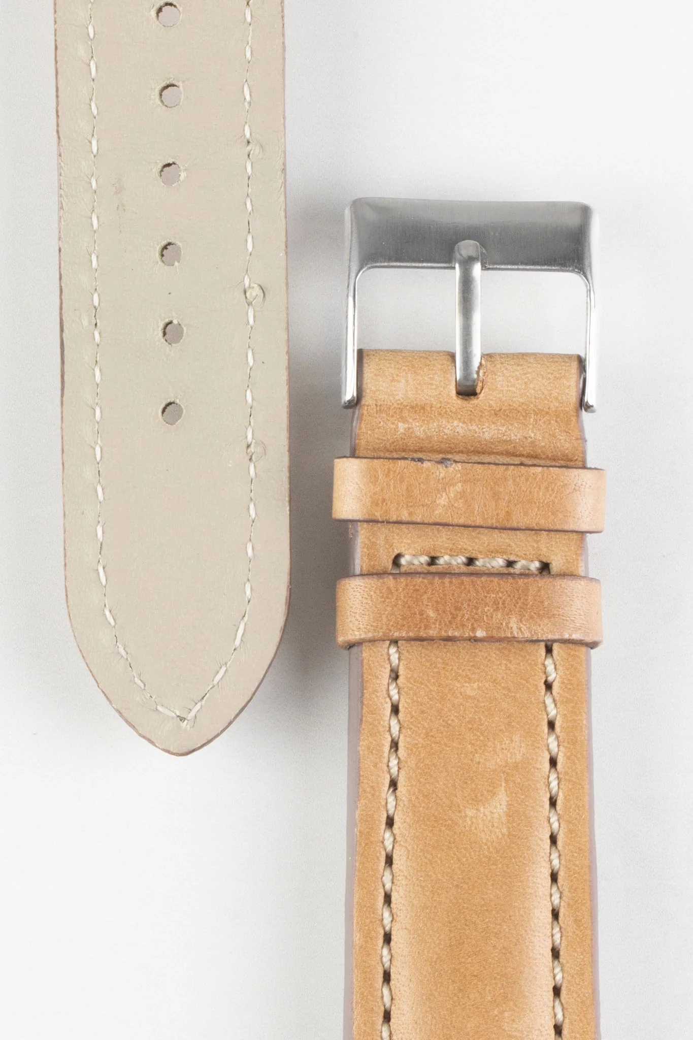 Pebro CADW DISTRESSED Padded Vintage Leather Watch Strap in SAND - Image 2