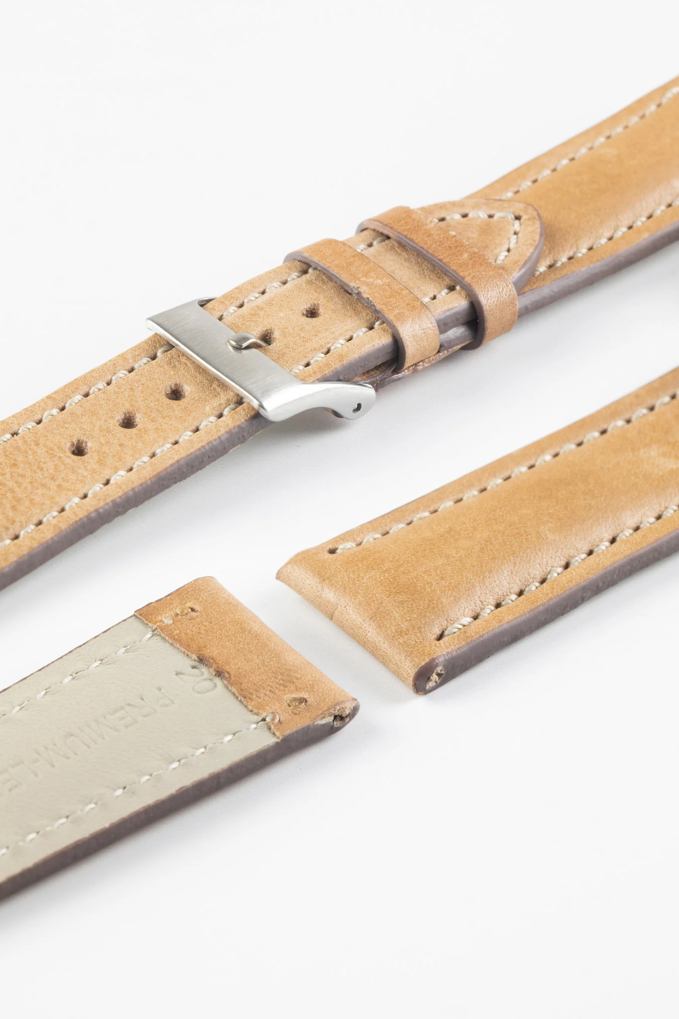 Pebro CADW DISTRESSED Padded Vintage Leather Watch Strap in SAND - Image 4