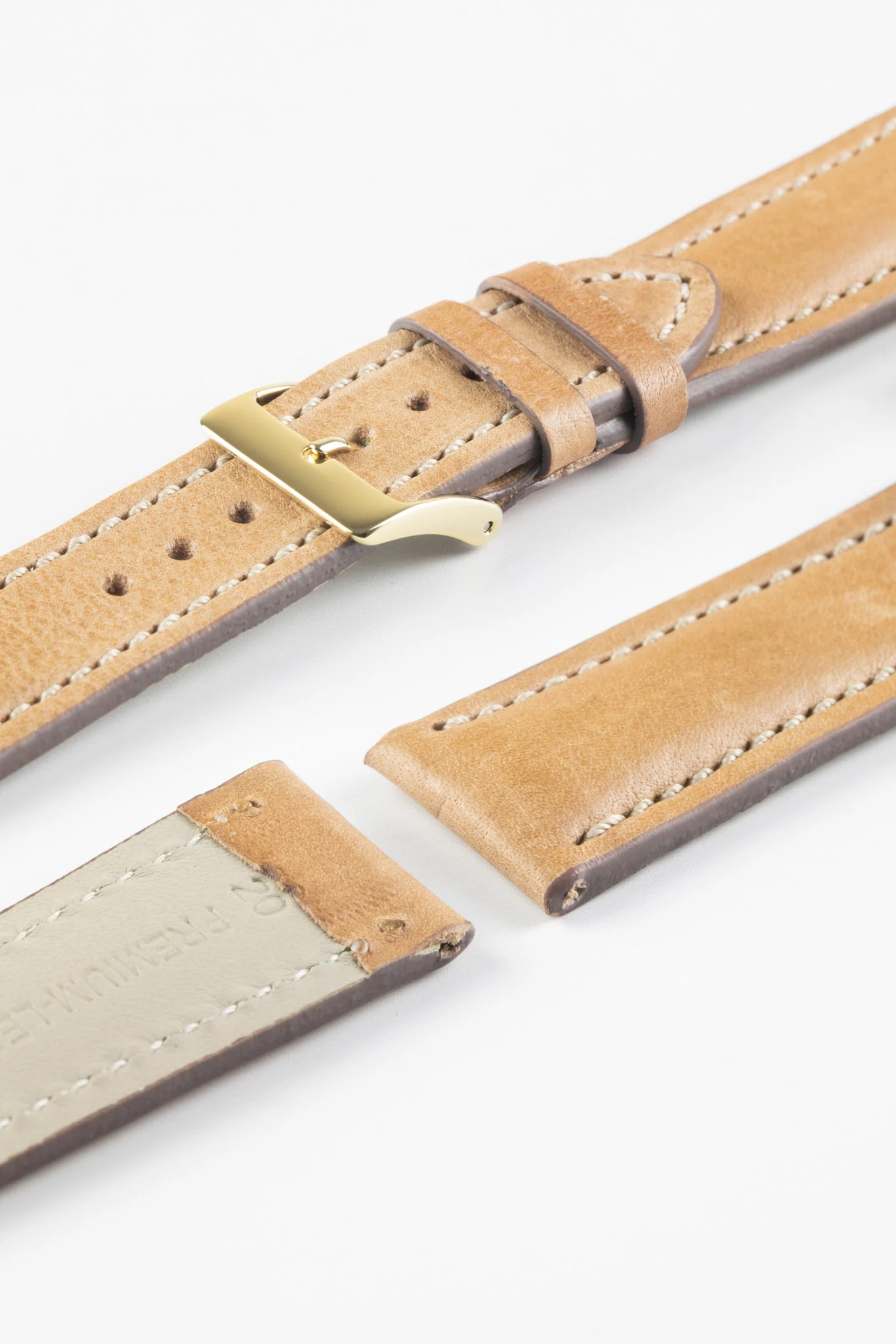 Pebro CADW DISTRESSED Padded Vintage Leather Watch Strap in SAND - Image 5