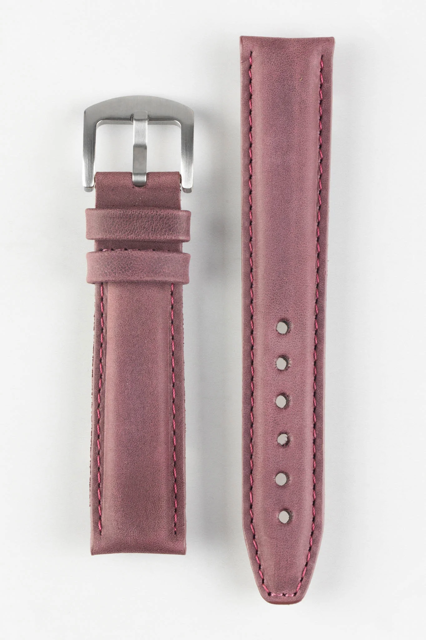 Pebro CADW Padded Vintage Leather Watch Strap in BURGUNDY - Image 5