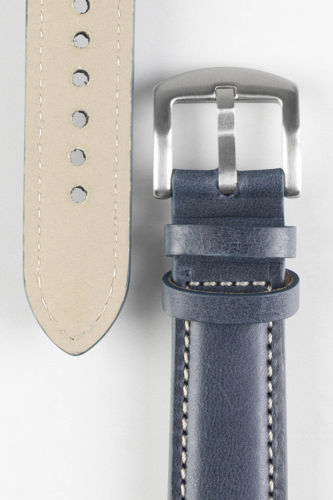 Pebro CADW Padded Vintage Leather Watch Strap in DARK BLUE - Image 2