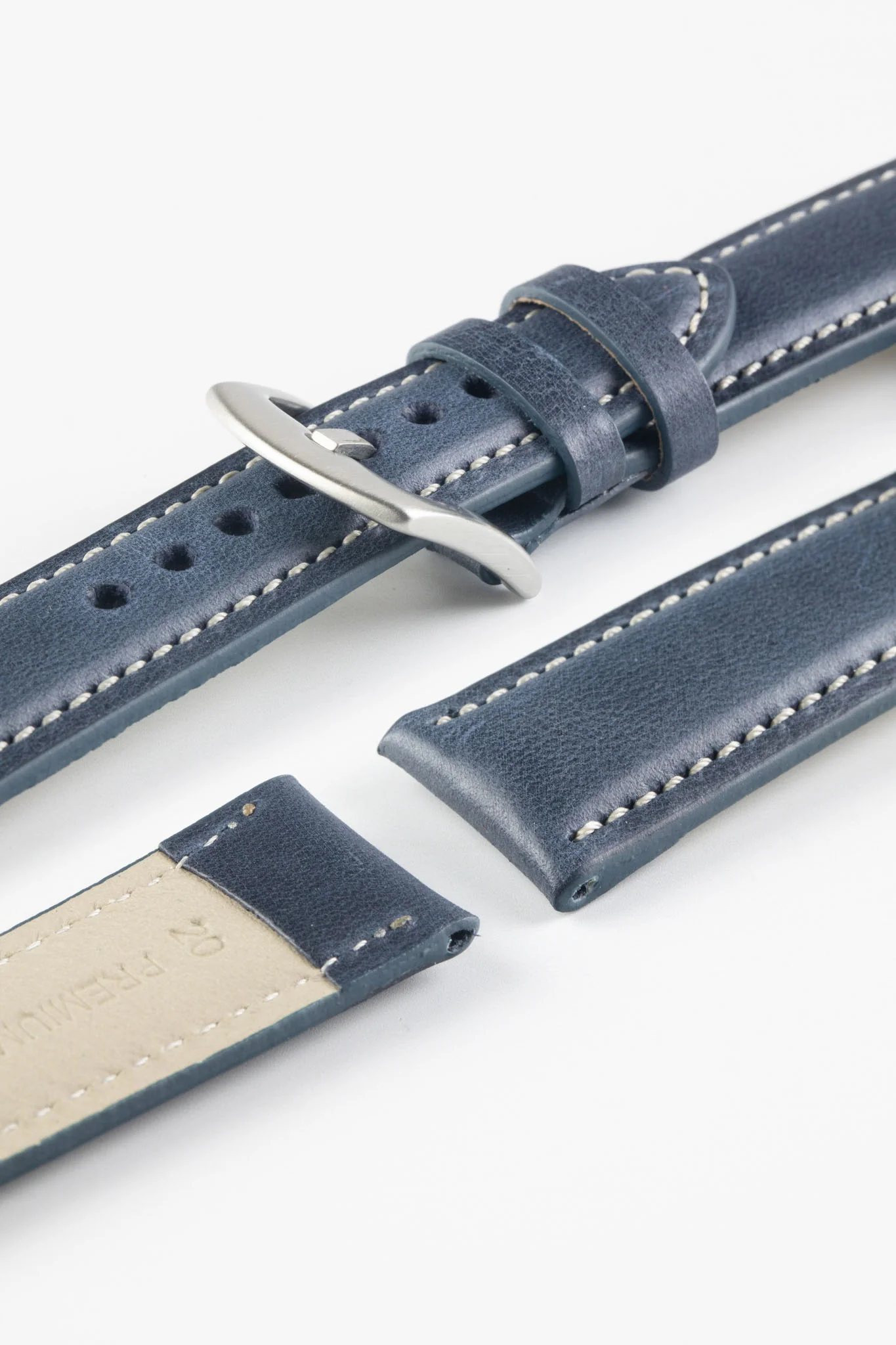 Pebro CADW Padded Vintage Leather Watch Strap in DARK BLUE - Image 4