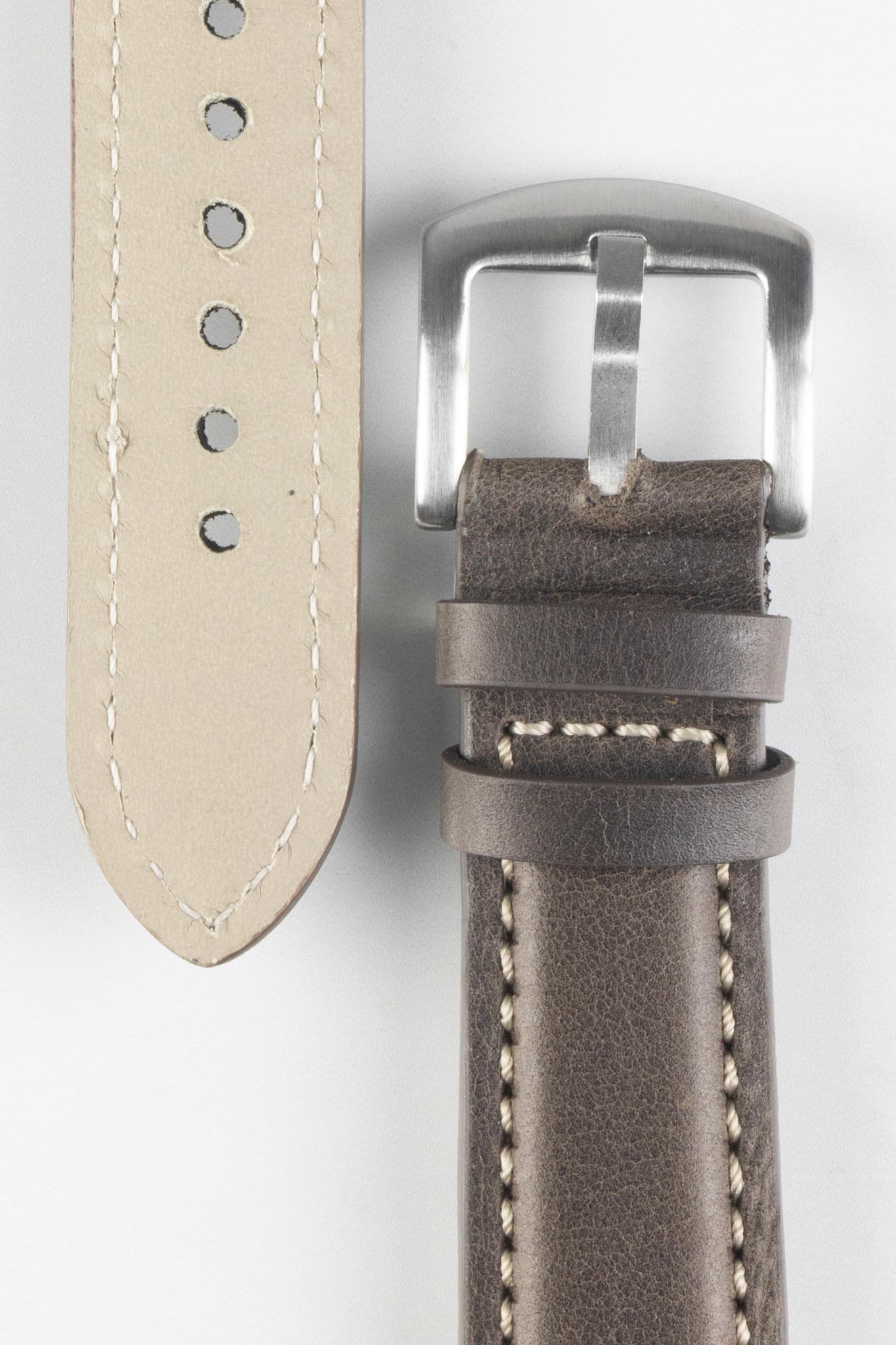 Pebro CADW Padded Vintage Leather Watch Strap in DARK BROWN - Image 2