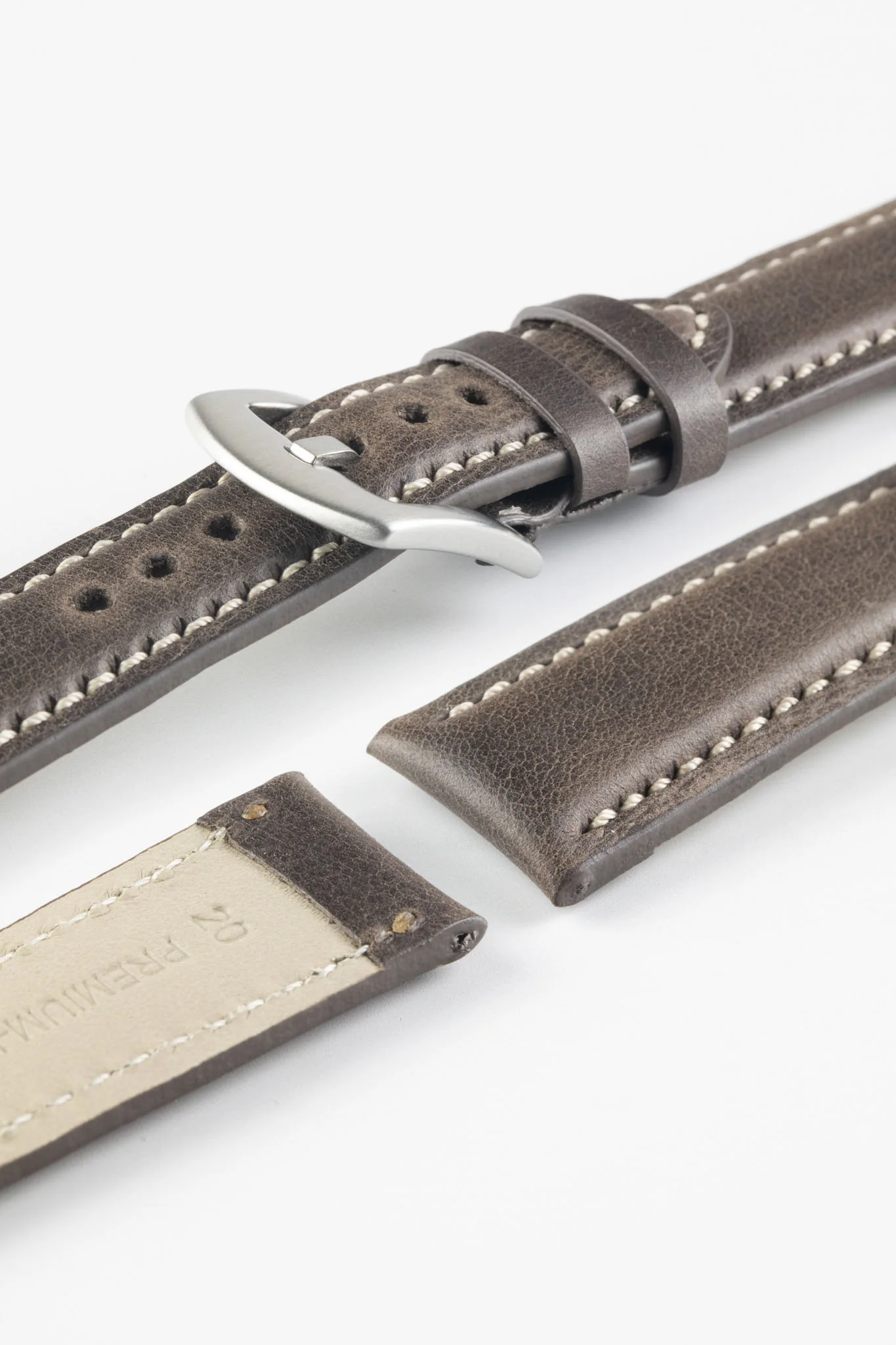 Pebro CADW Padded Vintage Leather Watch Strap in DARK BROWN - Image 4