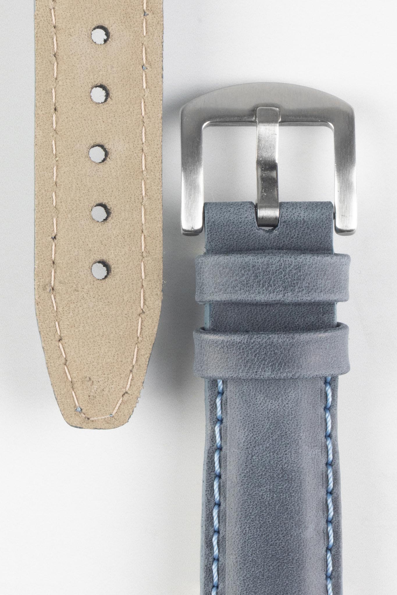Pebro CADW Padded Vintage Leather Watch Strap in DENIM BLUE - Image 2