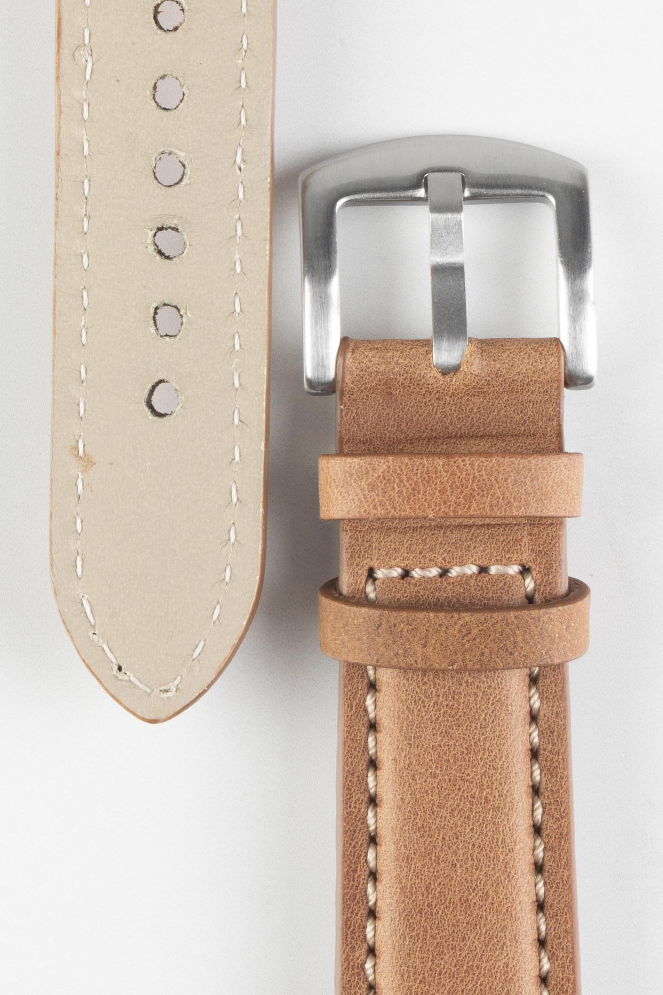 Pebro CADW Padded Vintage Leather Watch Strap in GOLD BROWN - Image 3
