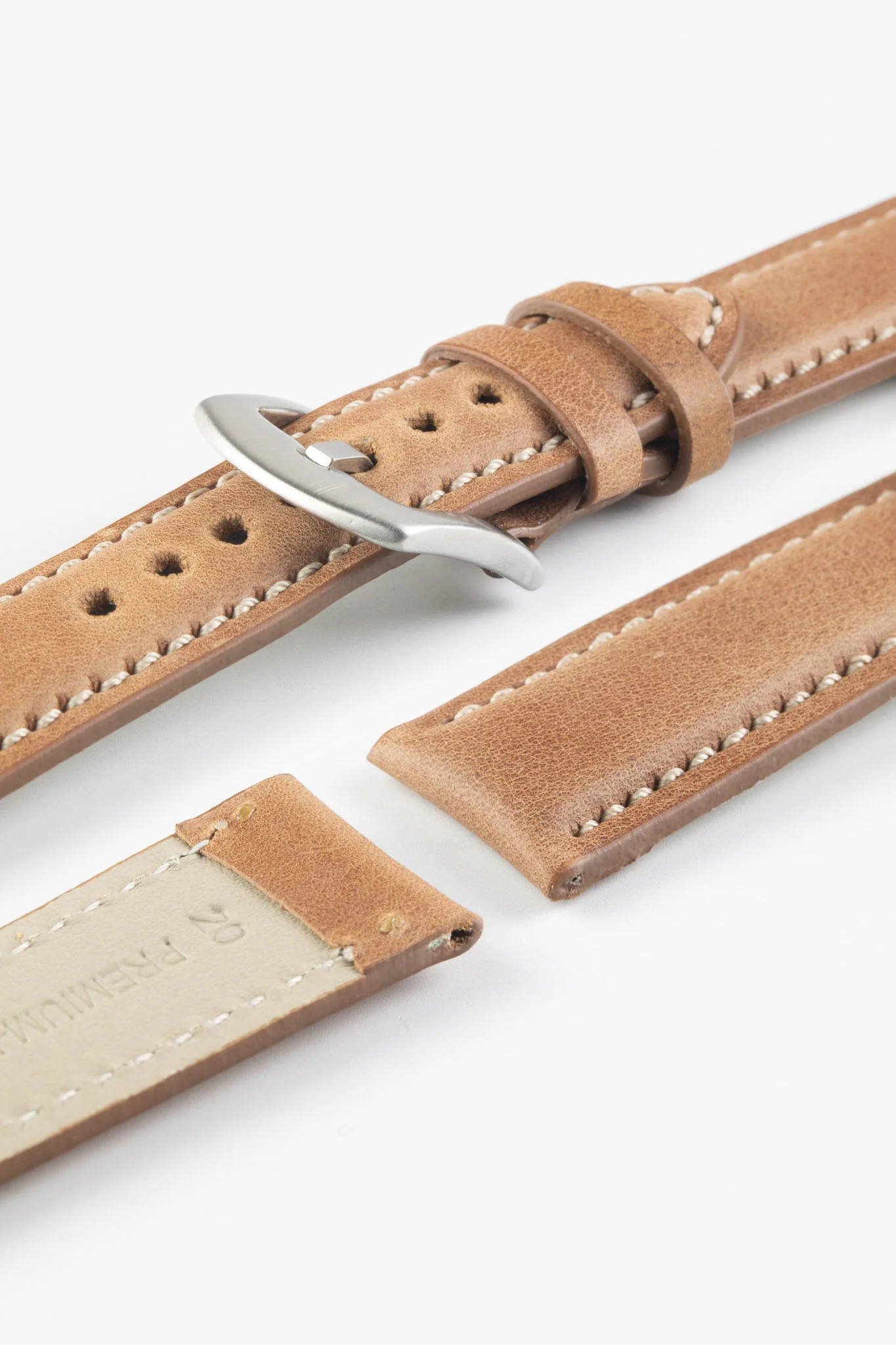Pebro CADW Padded Vintage Leather Watch Strap in GOLD BROWN - Image 4