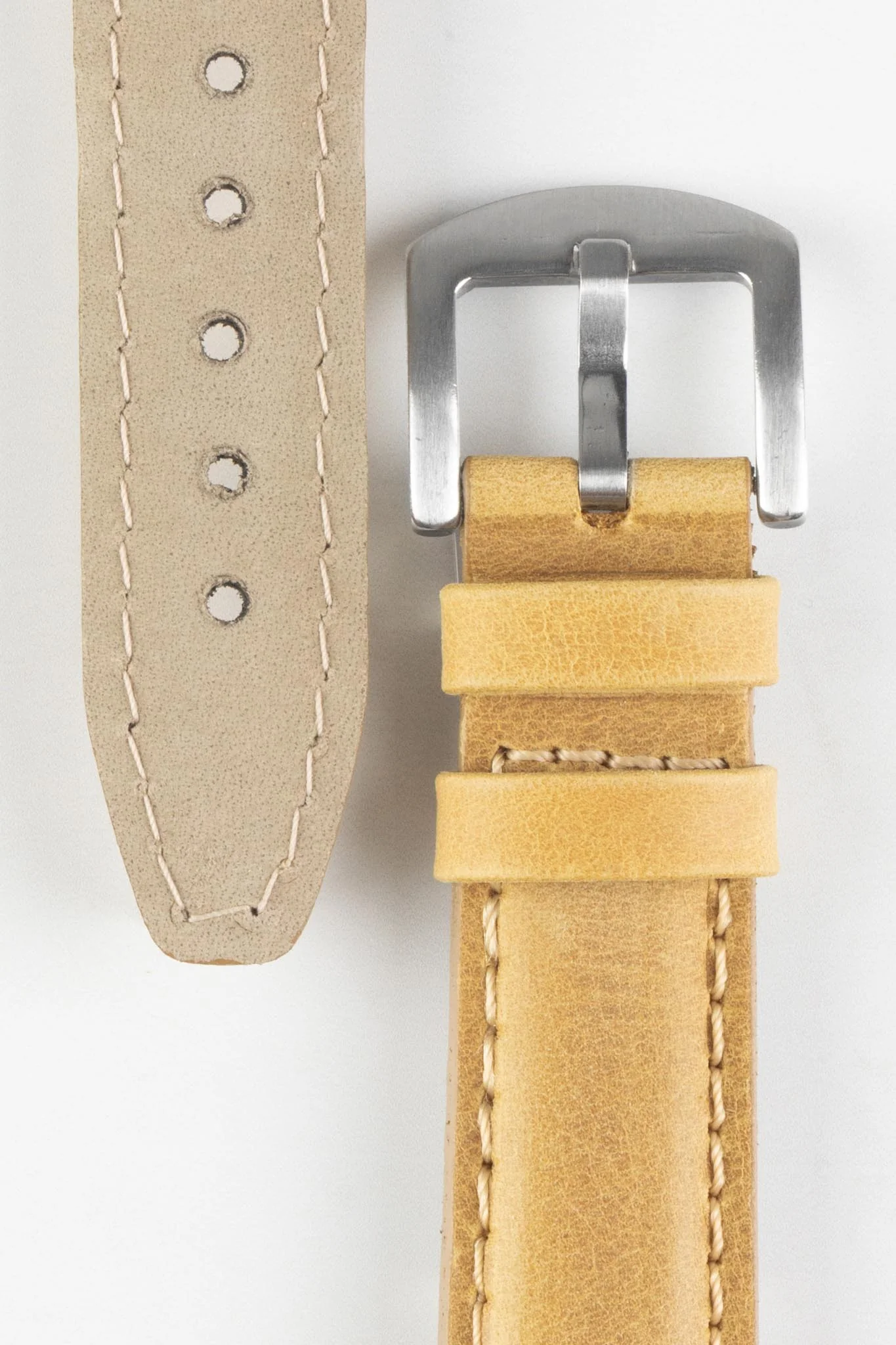Pebro CADW Padded Vintage Leather Watch Strap in MUSTARD - Image 2