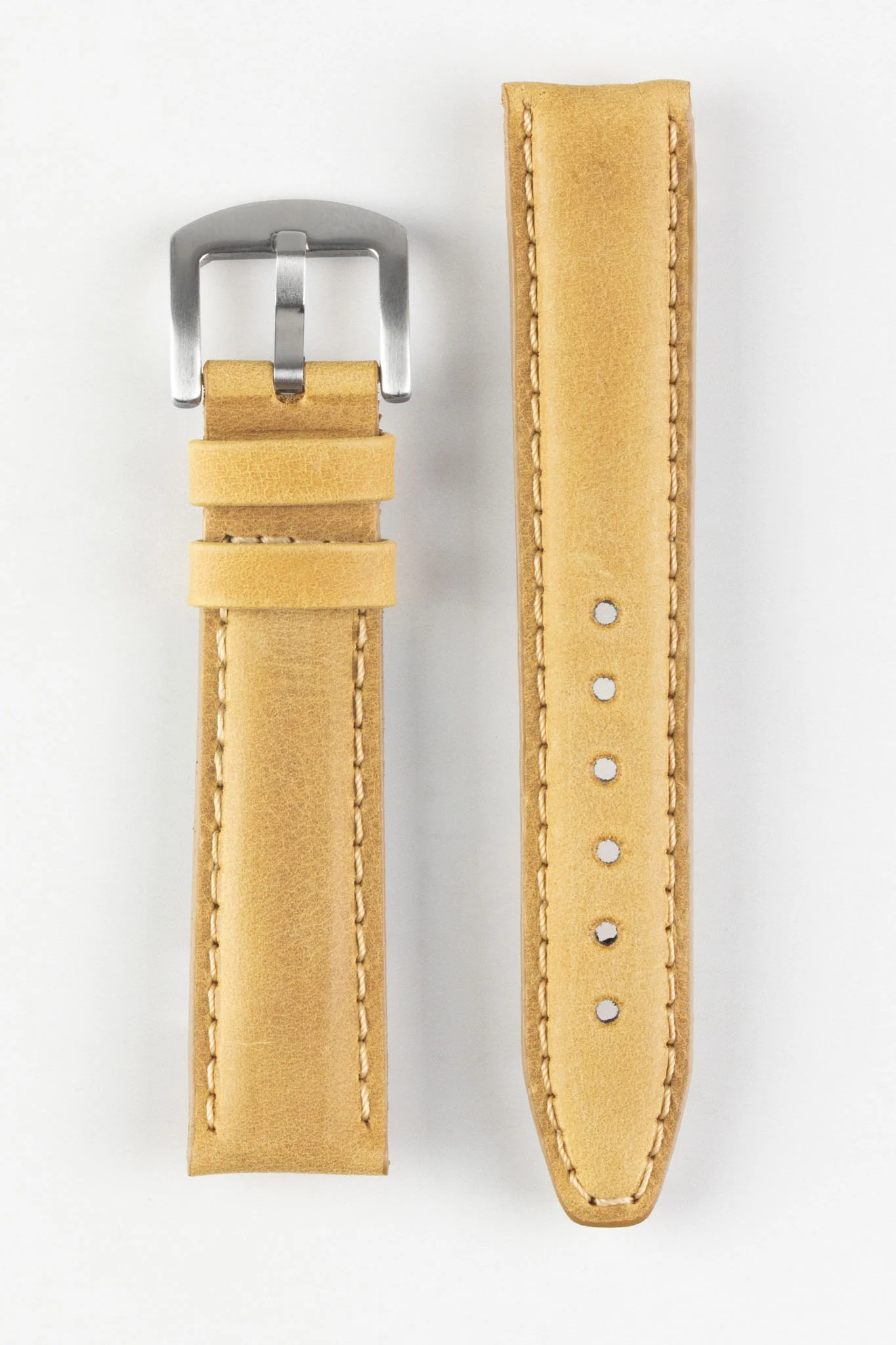 Pebro CADW Padded Vintage Leather Watch Strap in MUSTARD - Image 5