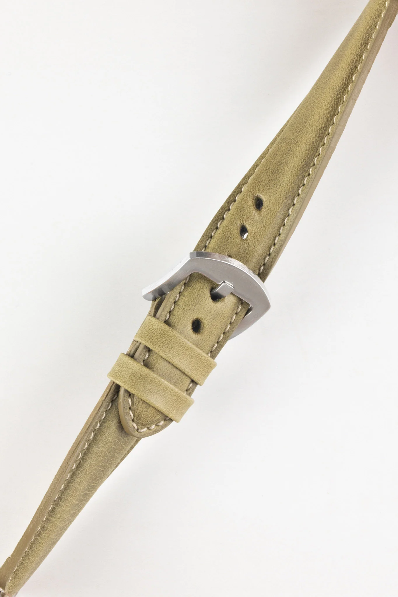 Pebro CADW Padded Vintage Leather Watch Strap in OLIVE GREEN - Image 3