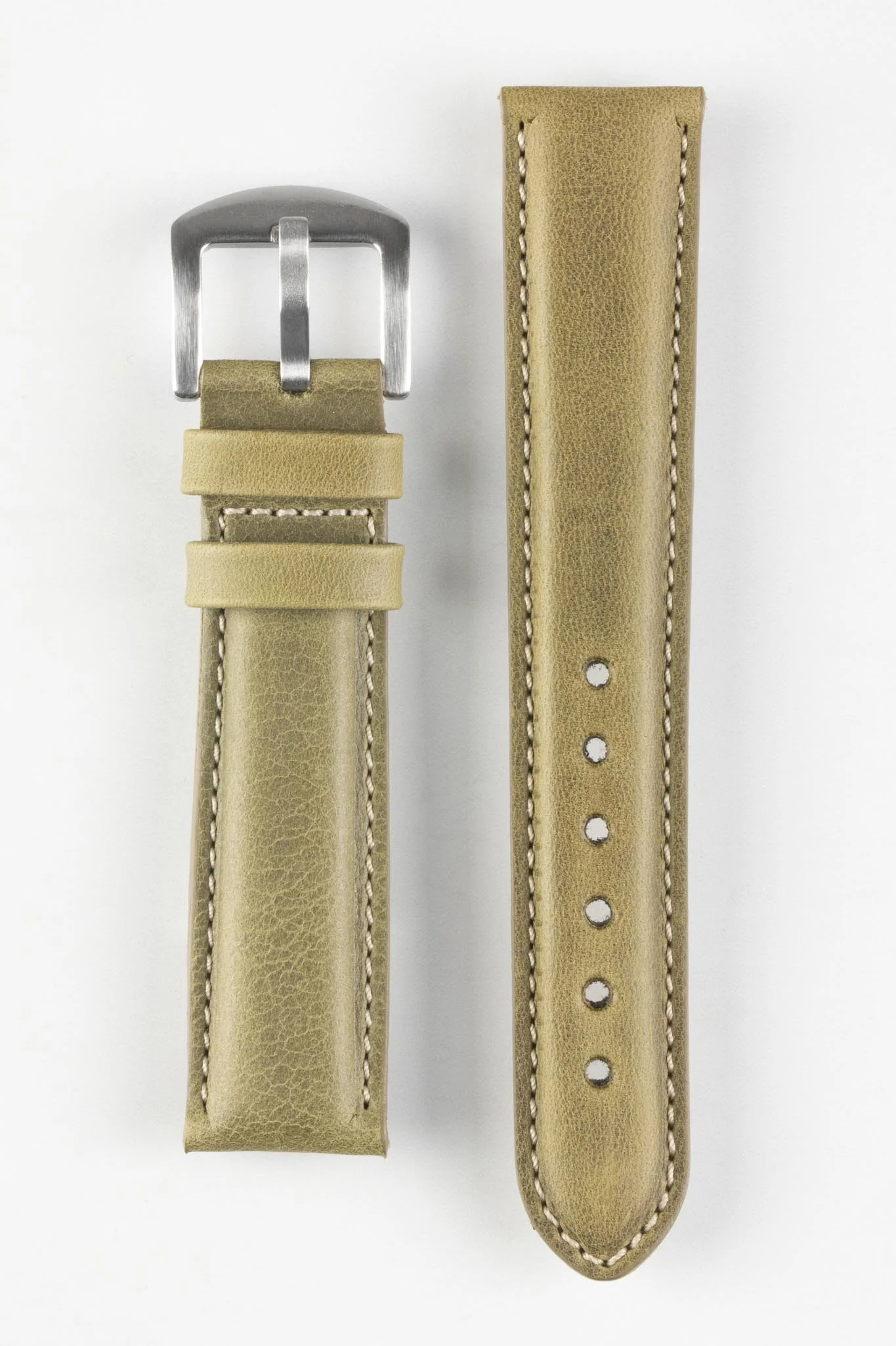 Pebro CADW Padded Vintage Leather Watch Strap in OLIVE GREEN - Image 5