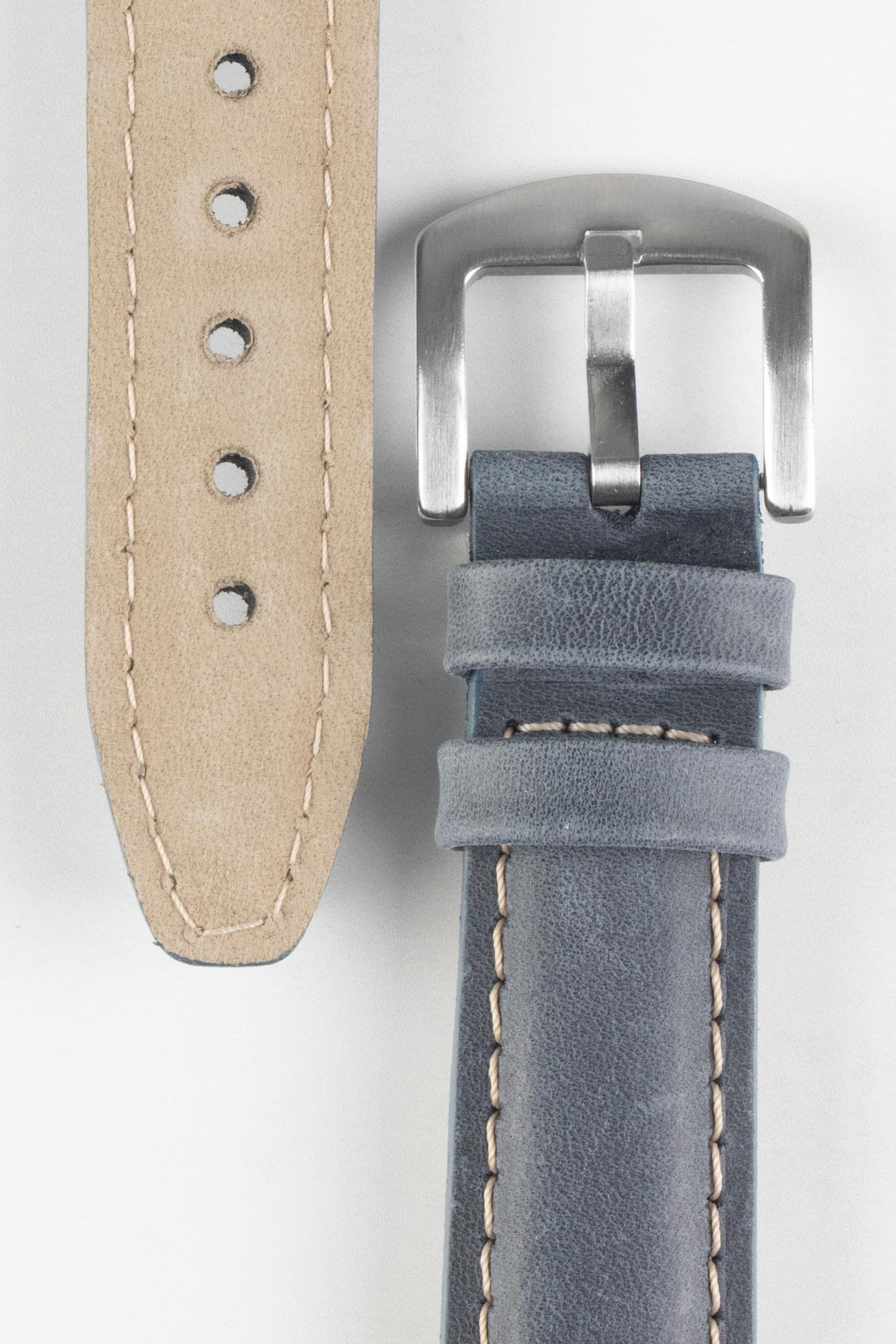 Pebro CADW XL Padded Vintage Leather Watch Strap in PALE BLUE - Image 2