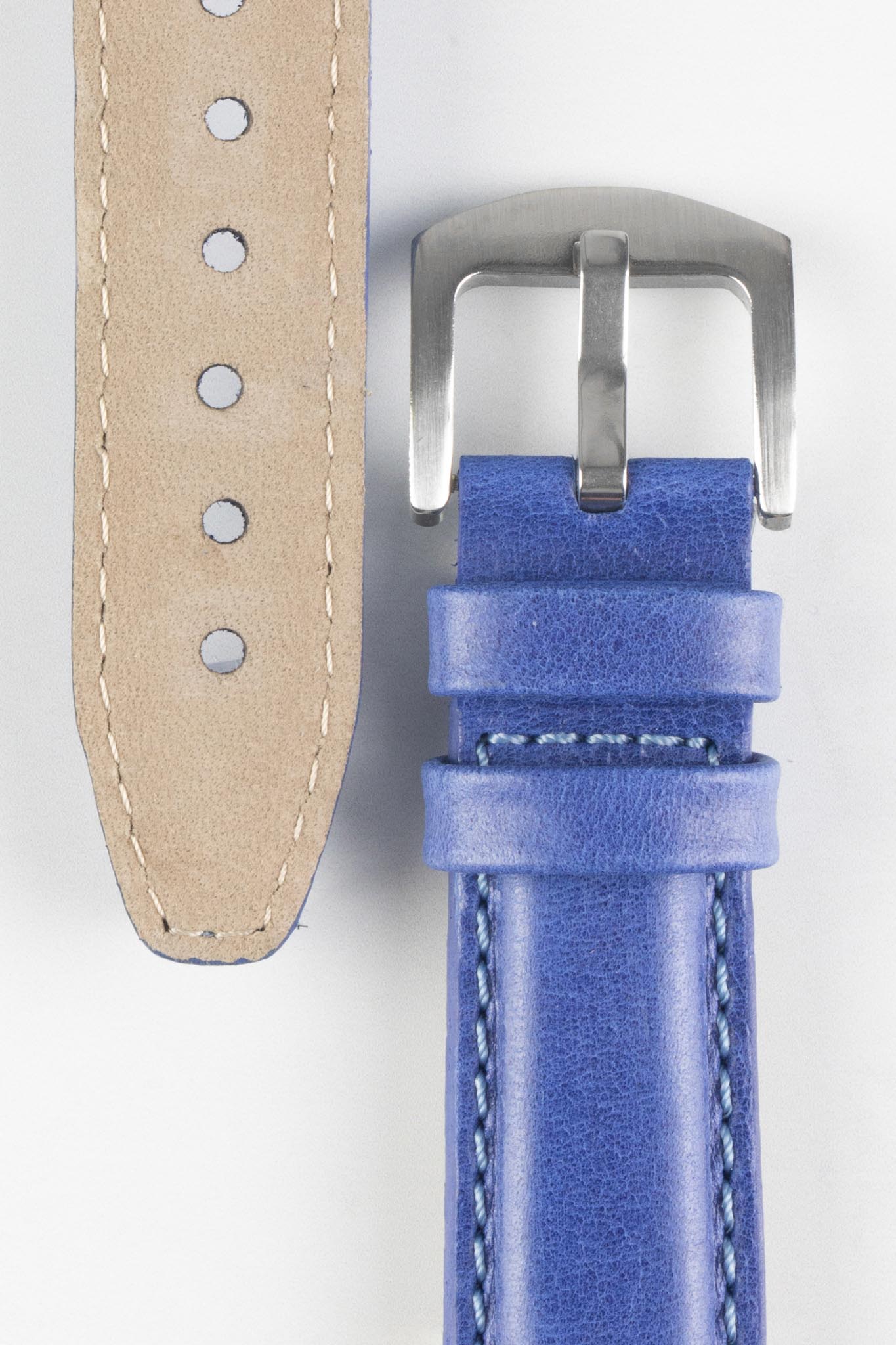 Pebro CADW Padded Vintage Leather Watch Strap in ROYAL BLUE - Image 2