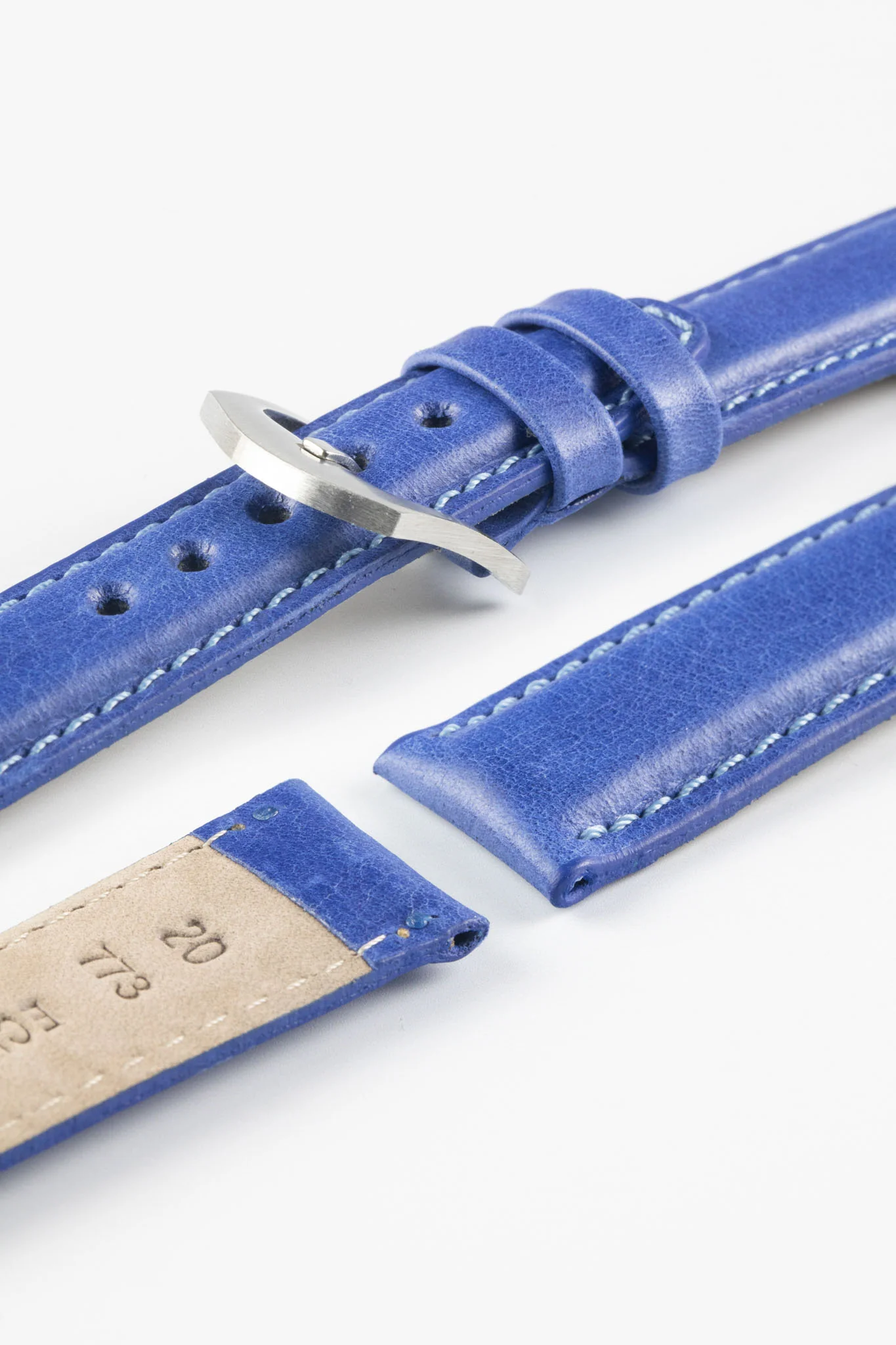 Pebro CADW Padded Vintage Leather Watch Strap in ROYAL BLUE - Image 4