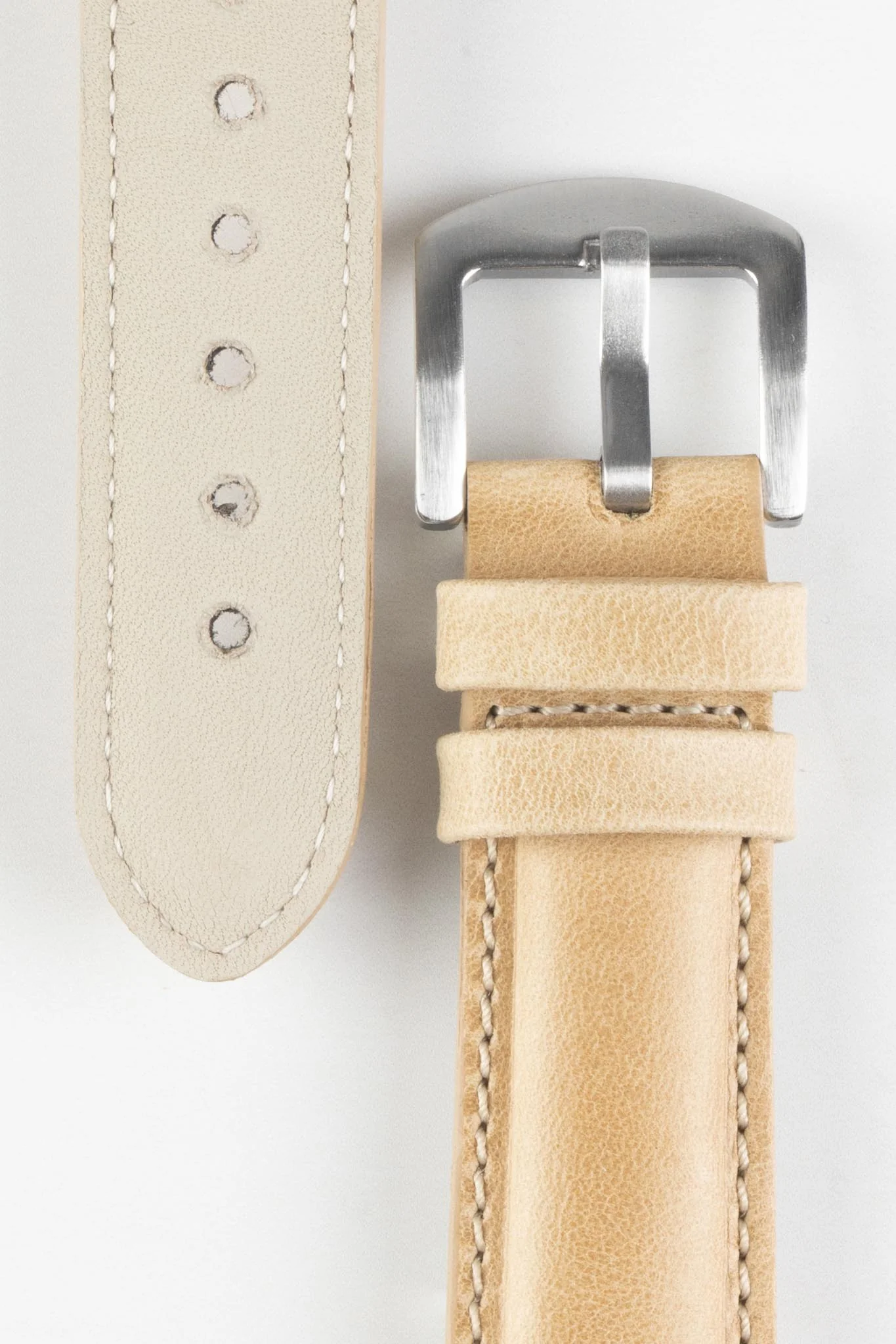 Pebro CADW Padded Vintage Leather Watch Strap in SAND - Image 2