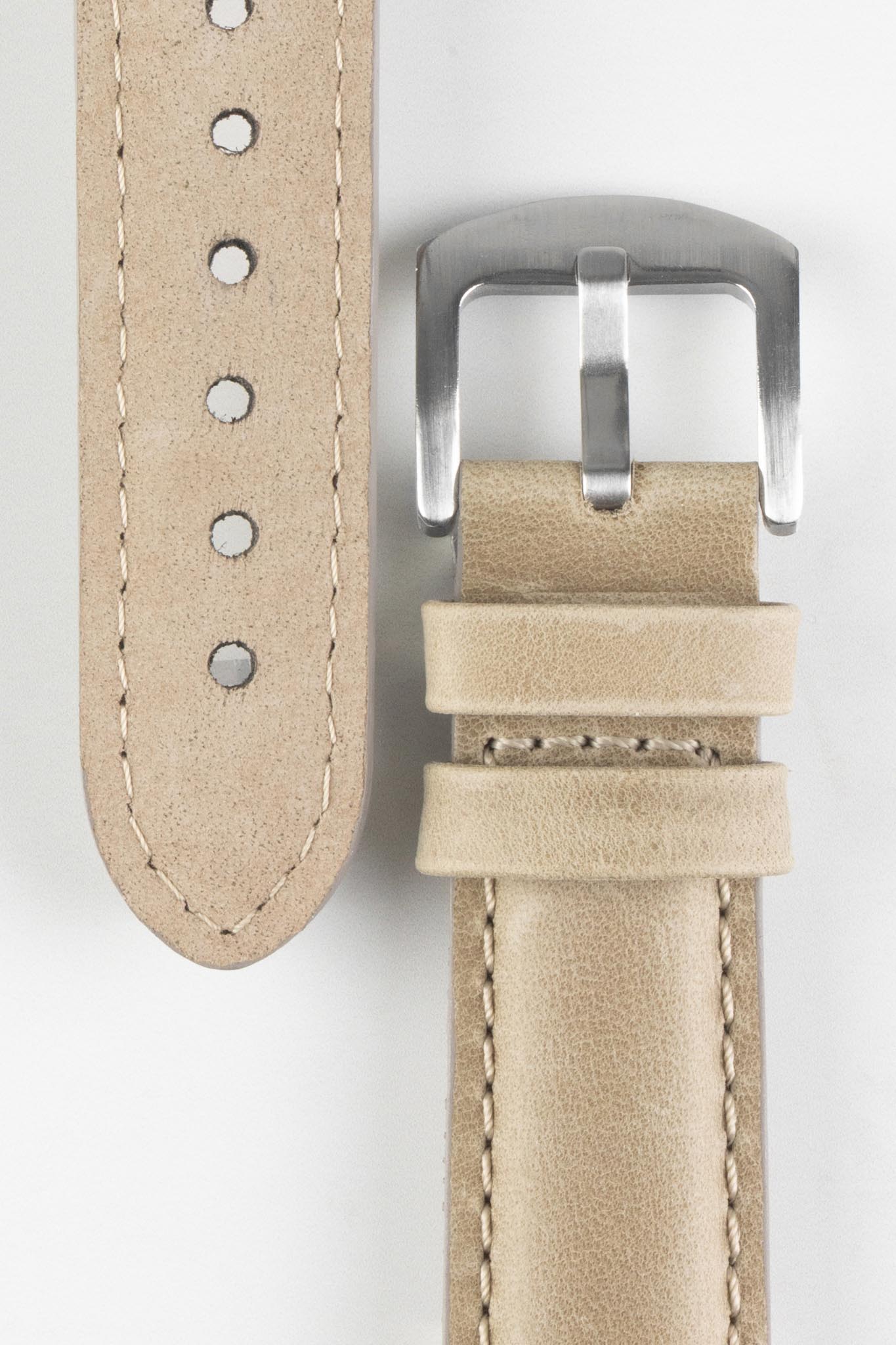 Pebro CADW Padded Vintage Leather Watch Strap in TAUPE - Image 2