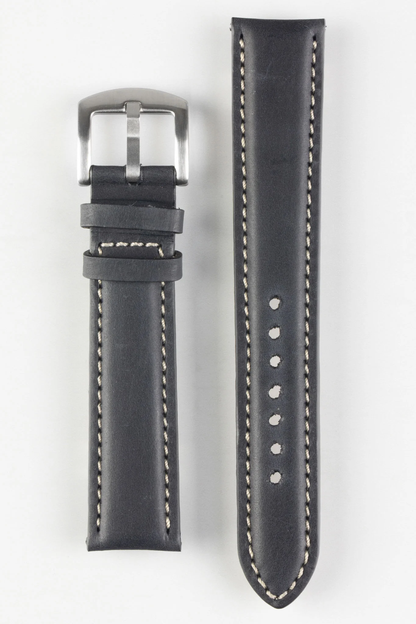 Pebro CADW XL Padded Vintage Leather Watch Strap in BLACK - Image 6