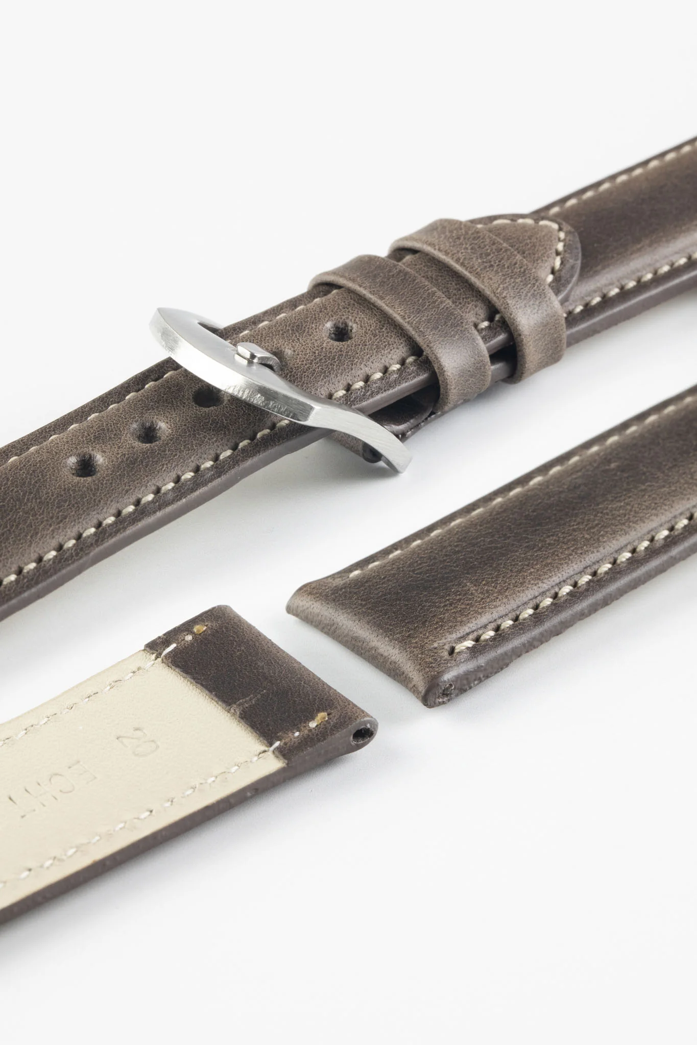 Pebro CADW XL Padded Vintage Leather Watch Strap in DARK BROWN - Image 5