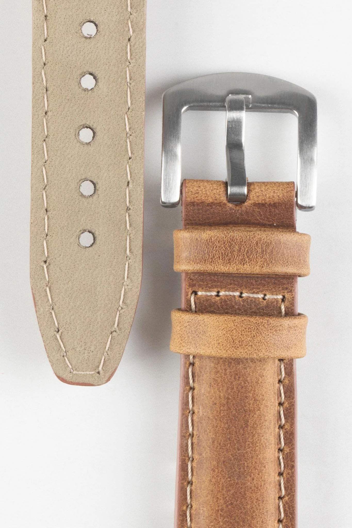 Pebro CADW XL Padded Vintage Leather Watch Strap in GOLD BROWN - Image 3