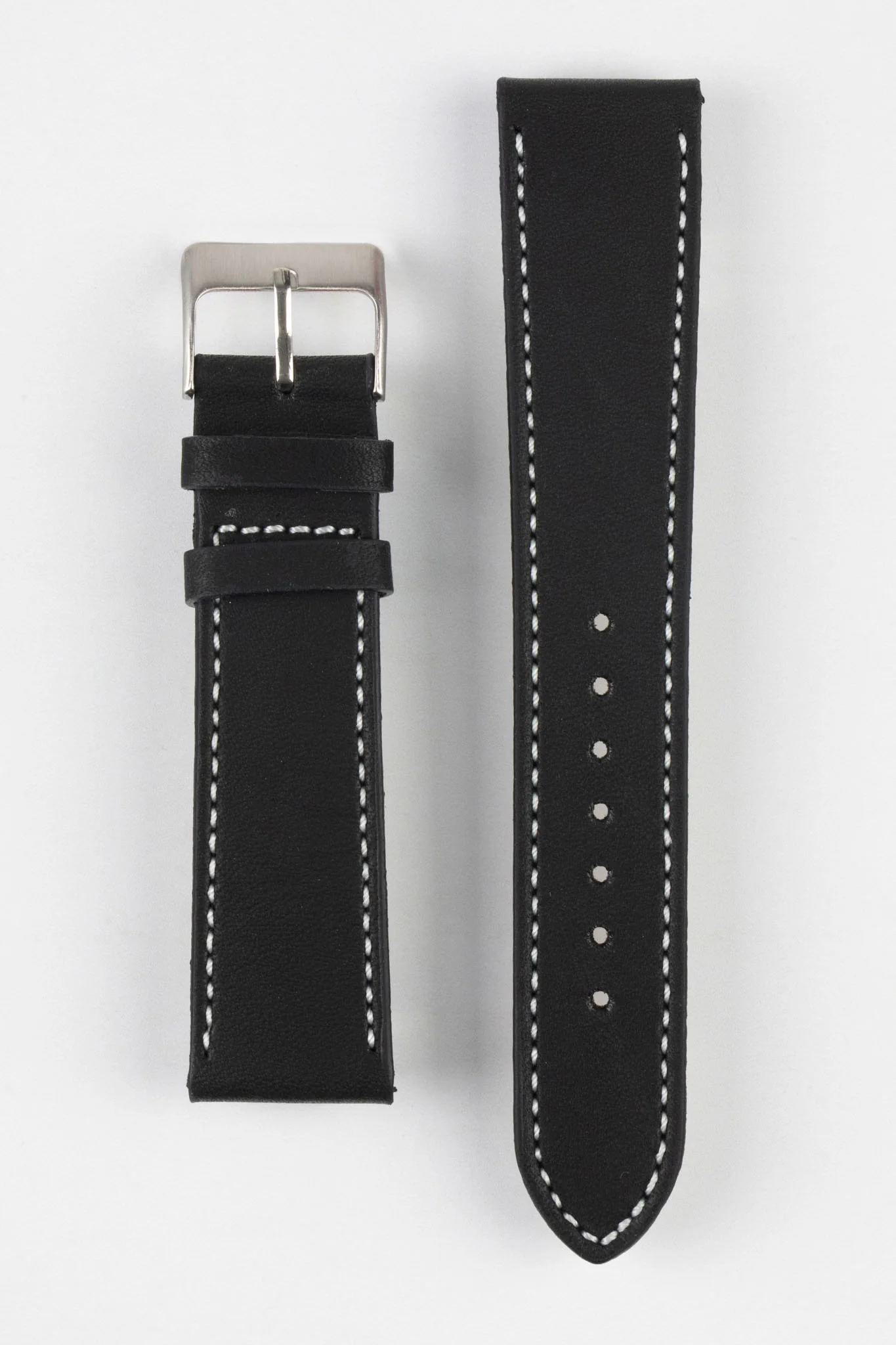 Pebro CLASSIC Unpadded Calfskin Leather Watch Strap in BLACK - Image 2