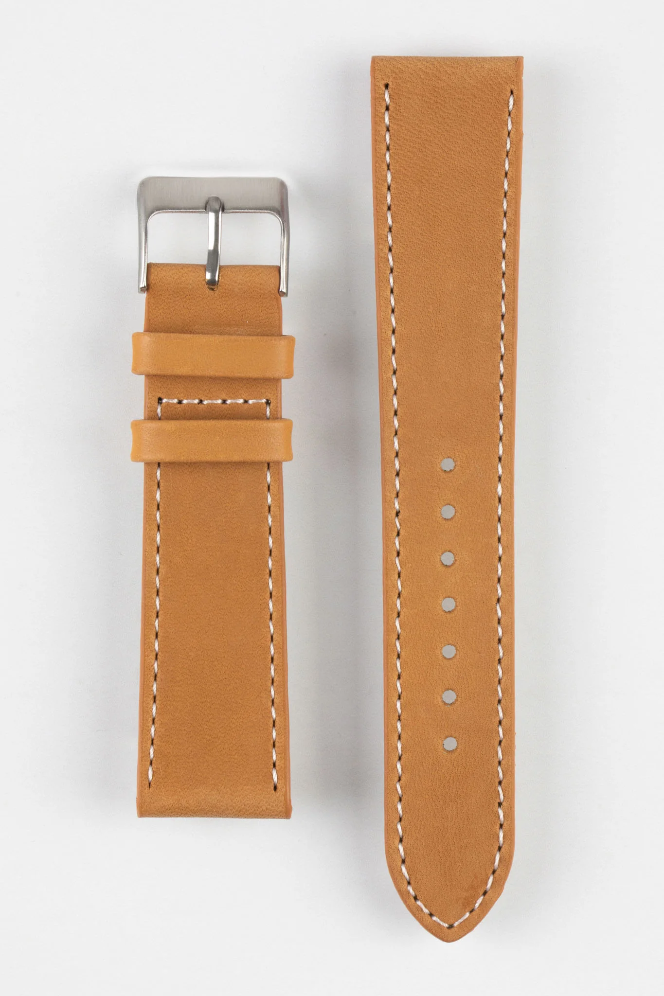 Pebro CLASSIC Unpadded Calfskin Leather Watch Strap in COGNAC - Image 10