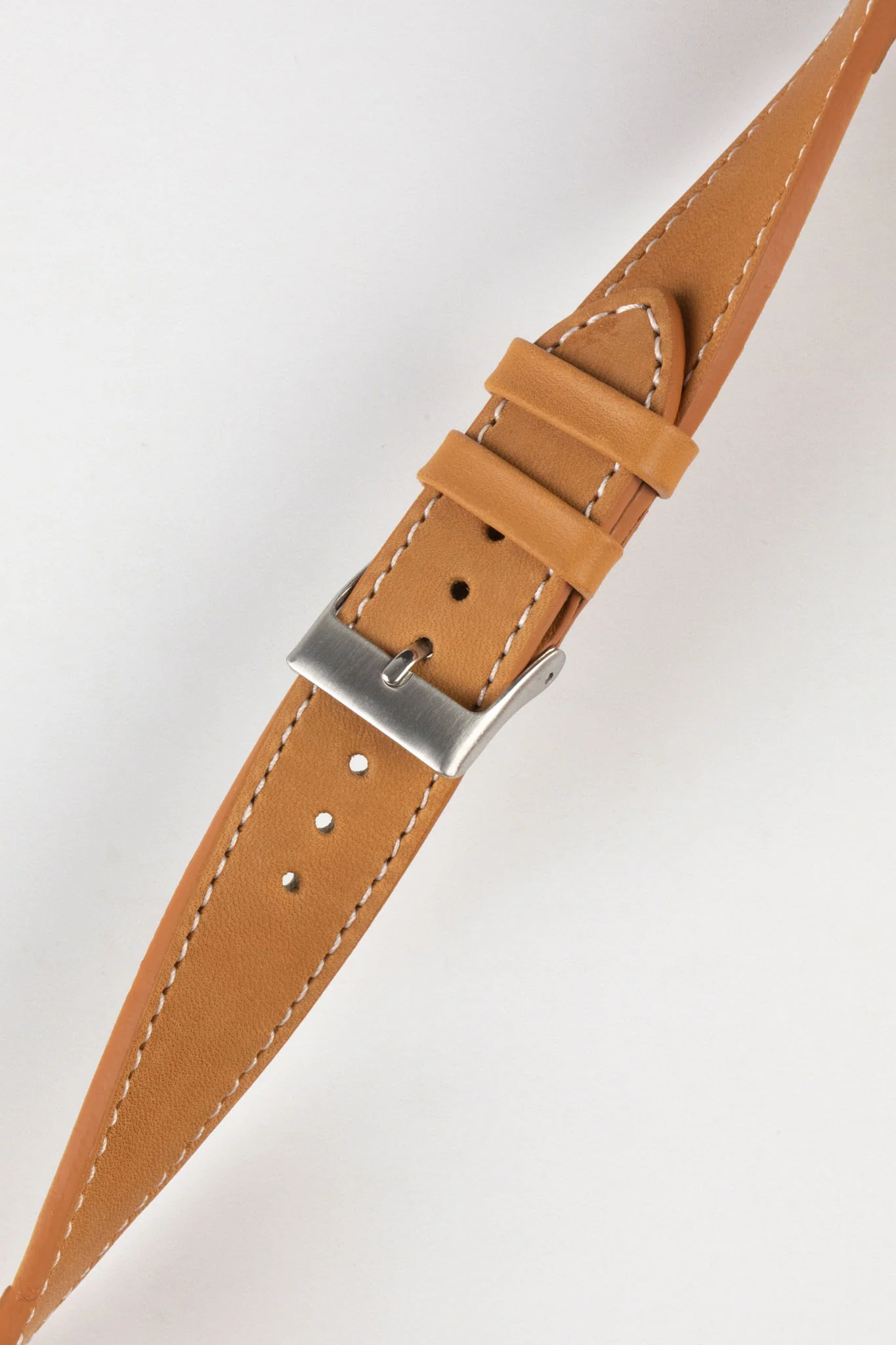 Pebro CLASSIC Unpadded Calfskin Leather Watch Strap in COGNAC - Image 5