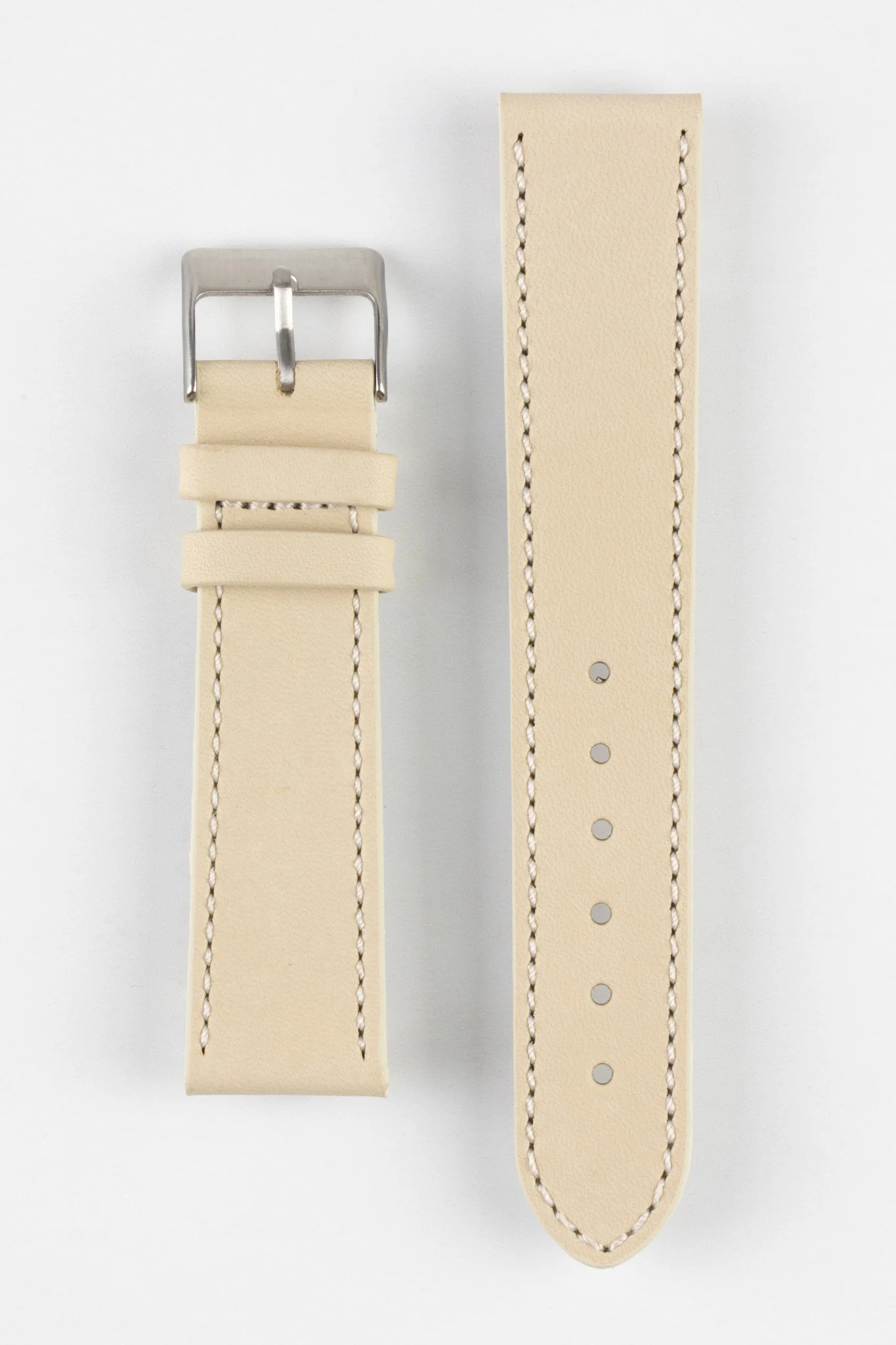 Pebro CLASSIC Unpadded Calfskin Leather Watch Strap in CREAM - Image 10
