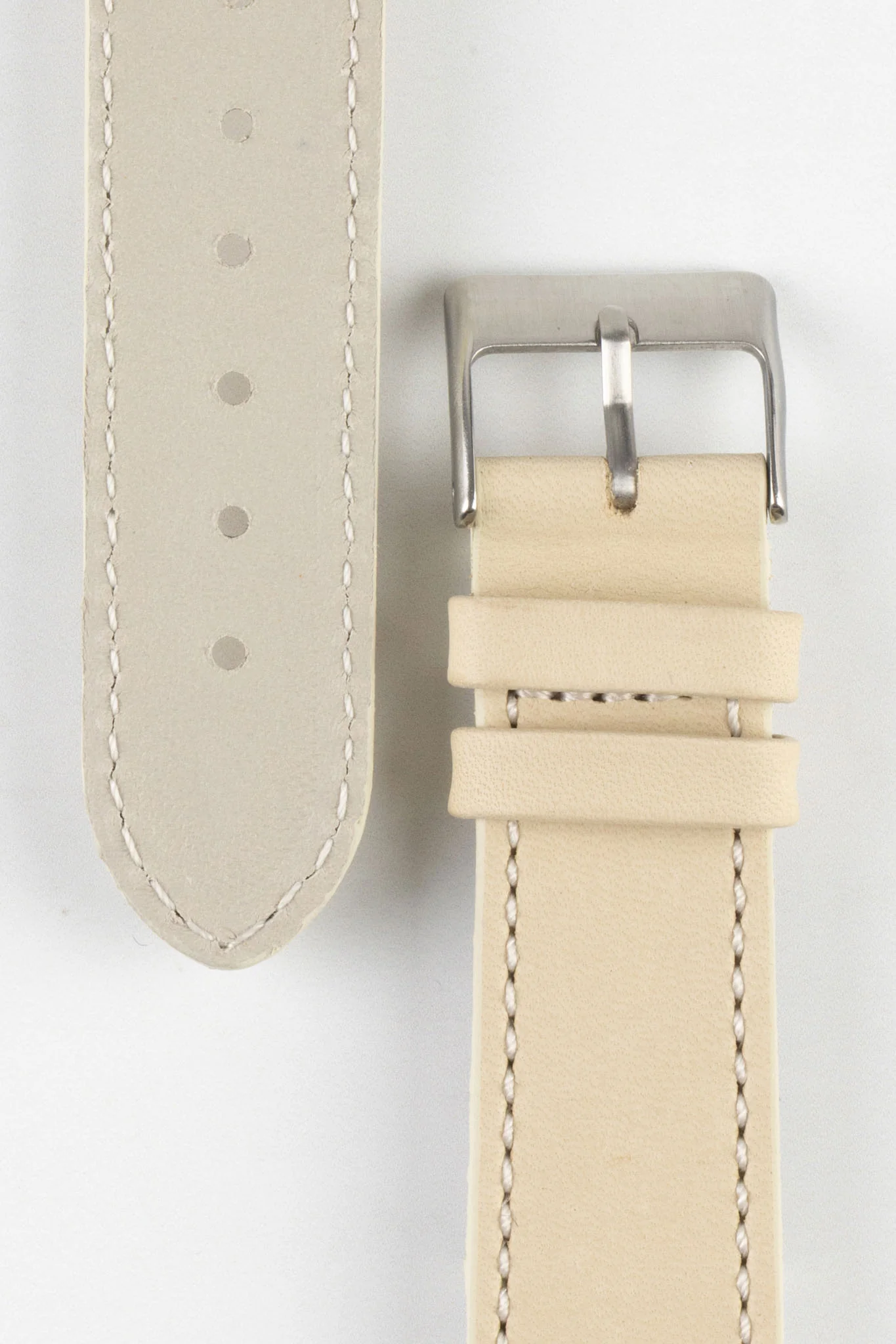 Pebro CLASSIC Unpadded Calfskin Leather Watch Strap in CREAM - Image 3
