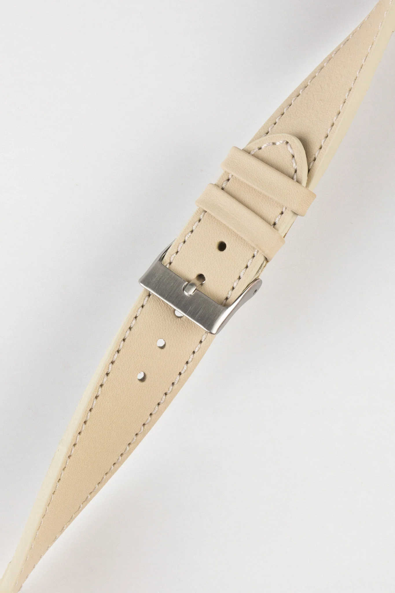 Pebro CLASSIC Unpadded Calfskin Leather Watch Strap in CREAM - Image 5