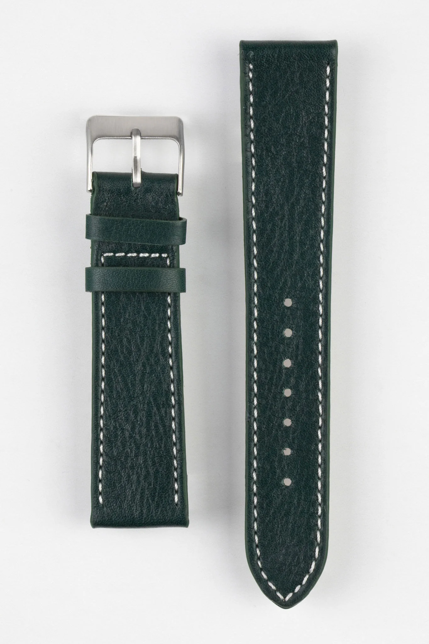 Pebro CLASSIC Unpadded Calfskin Leather Watch Strap in DARK GREEN - Image 10