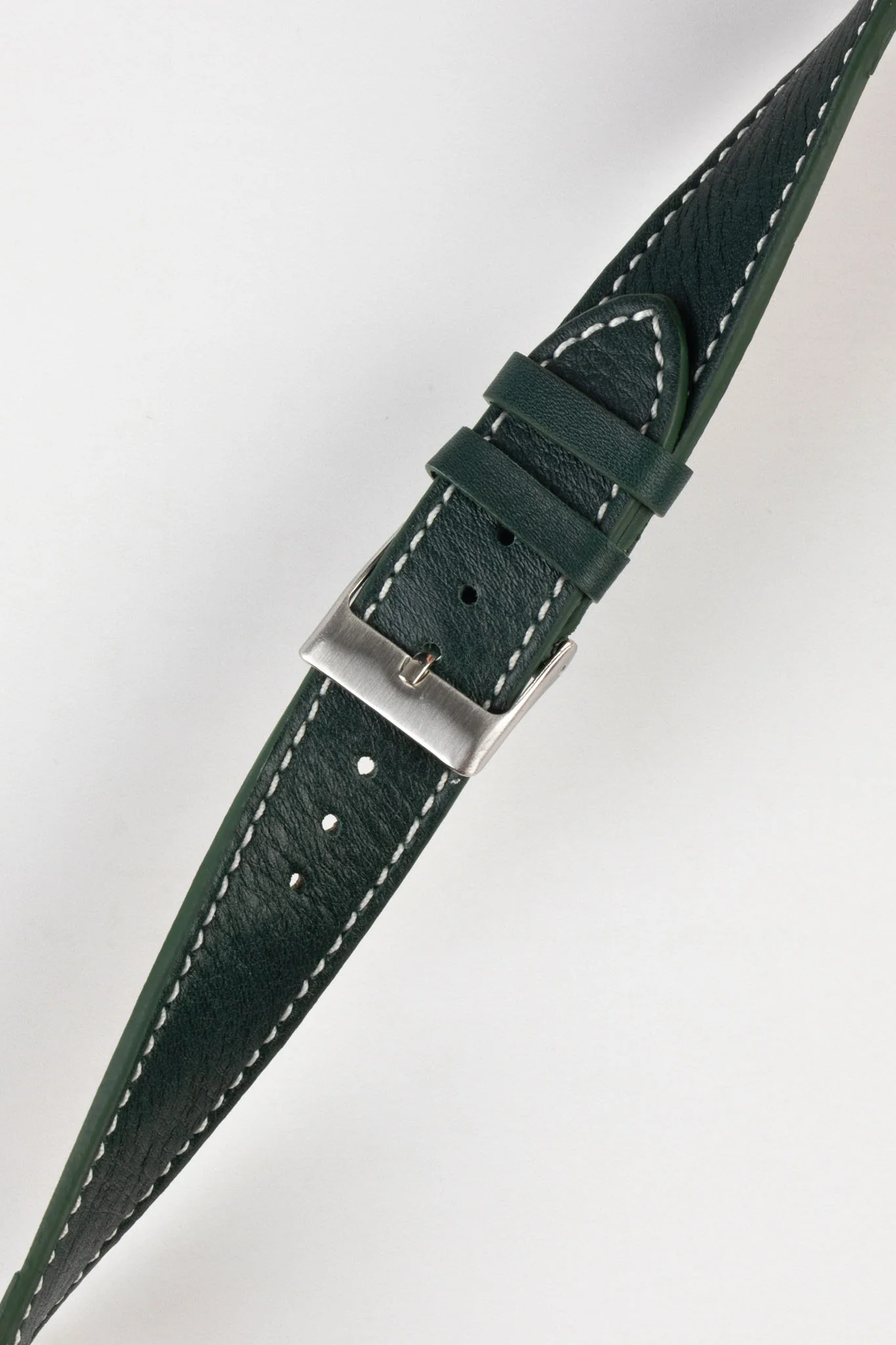 Pebro CLASSIC Unpadded Calfskin Leather Watch Strap in DARK GREEN - Image 5