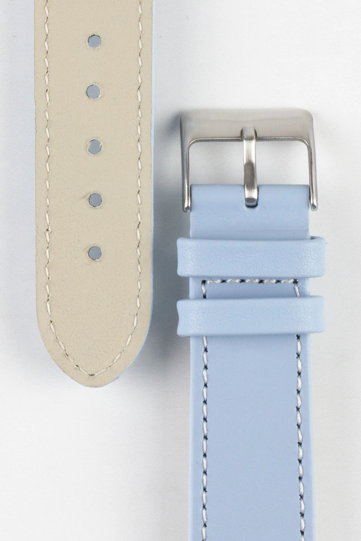 Pebro CLASSIC Unpadded Calfskin Leather Watch Strap in LIGHT BLUE - Image 3