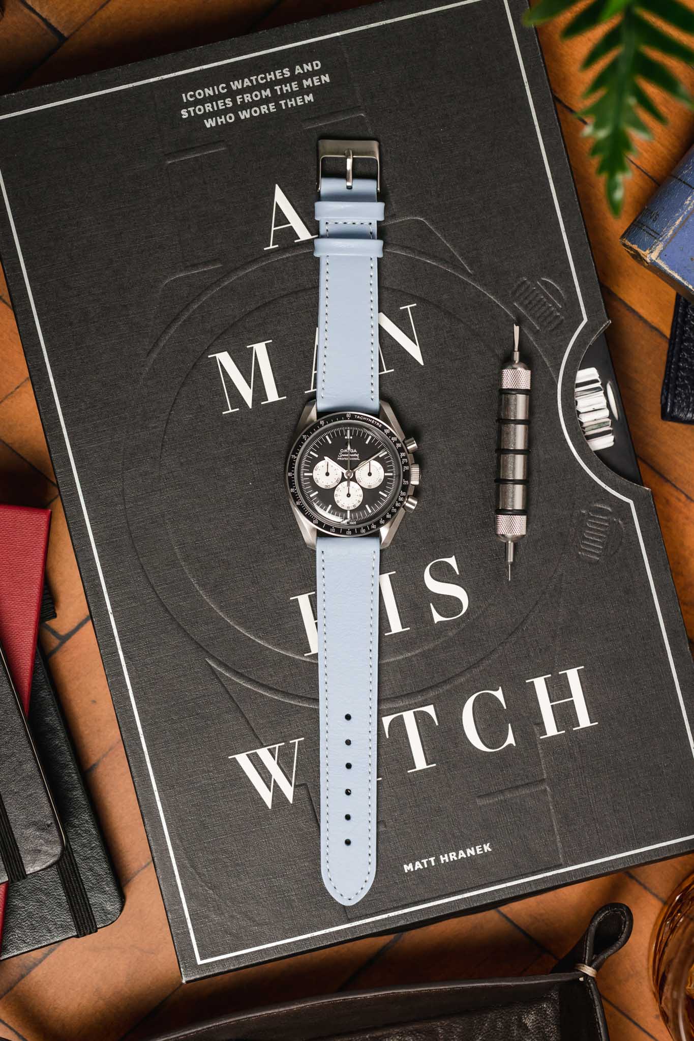 Pebro CLASSIC Unpadded Calfskin Leather Watch Strap in LIGHT BLUE - Image 4
