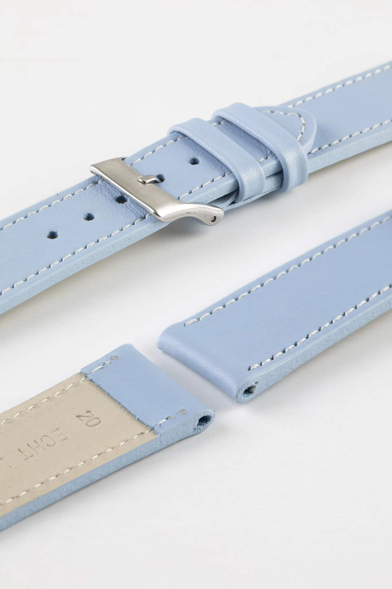 Pebro CLASSIC Unpadded Calfskin Leather Watch Strap in LIGHT BLUE - Image 7